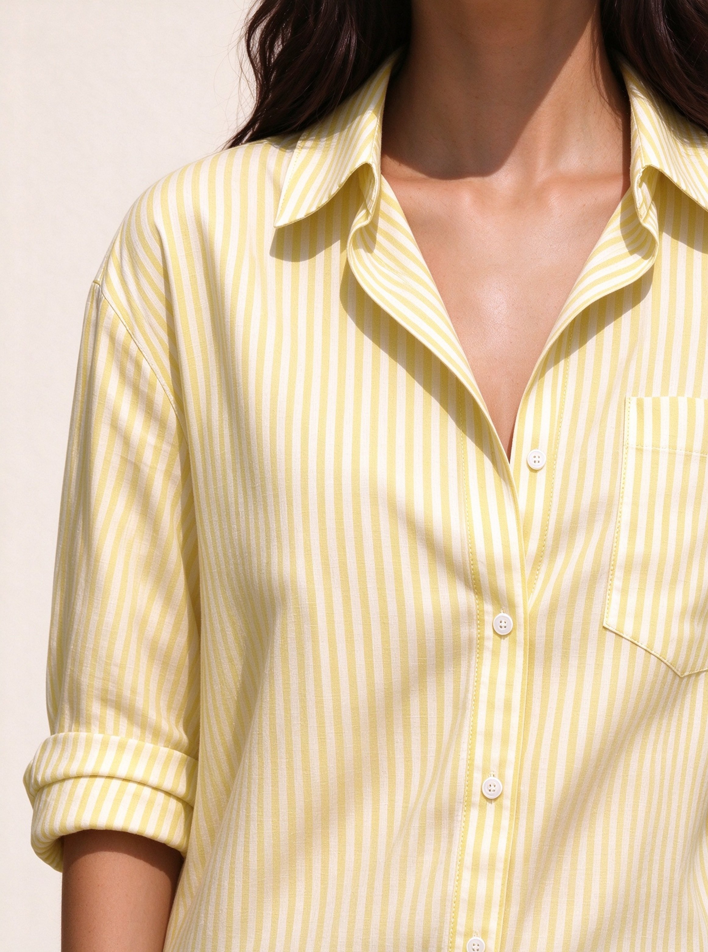 Yellow Striped Long Sleeves Regular Shirt