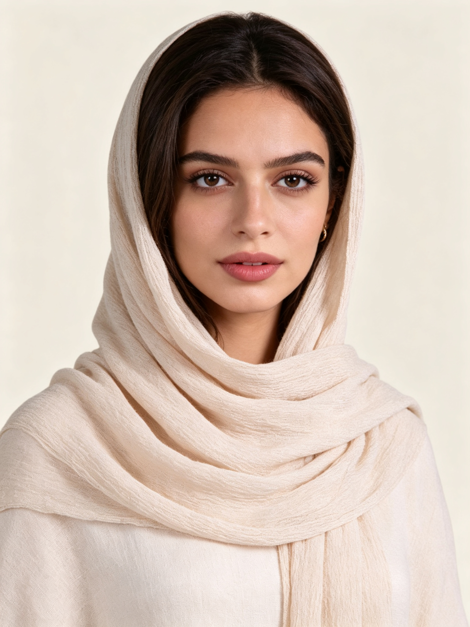Beige Solid Hijab