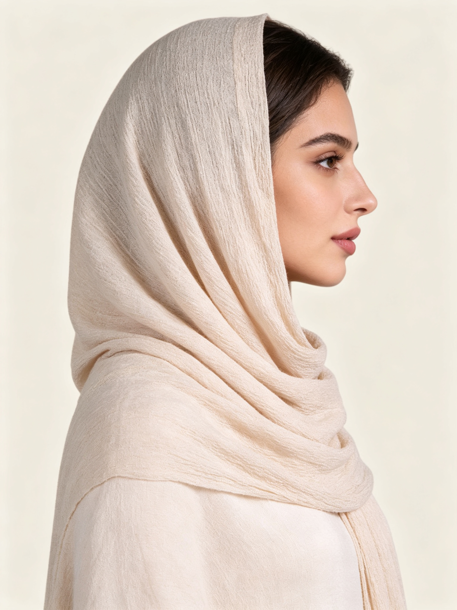 Beige Solid Hijab