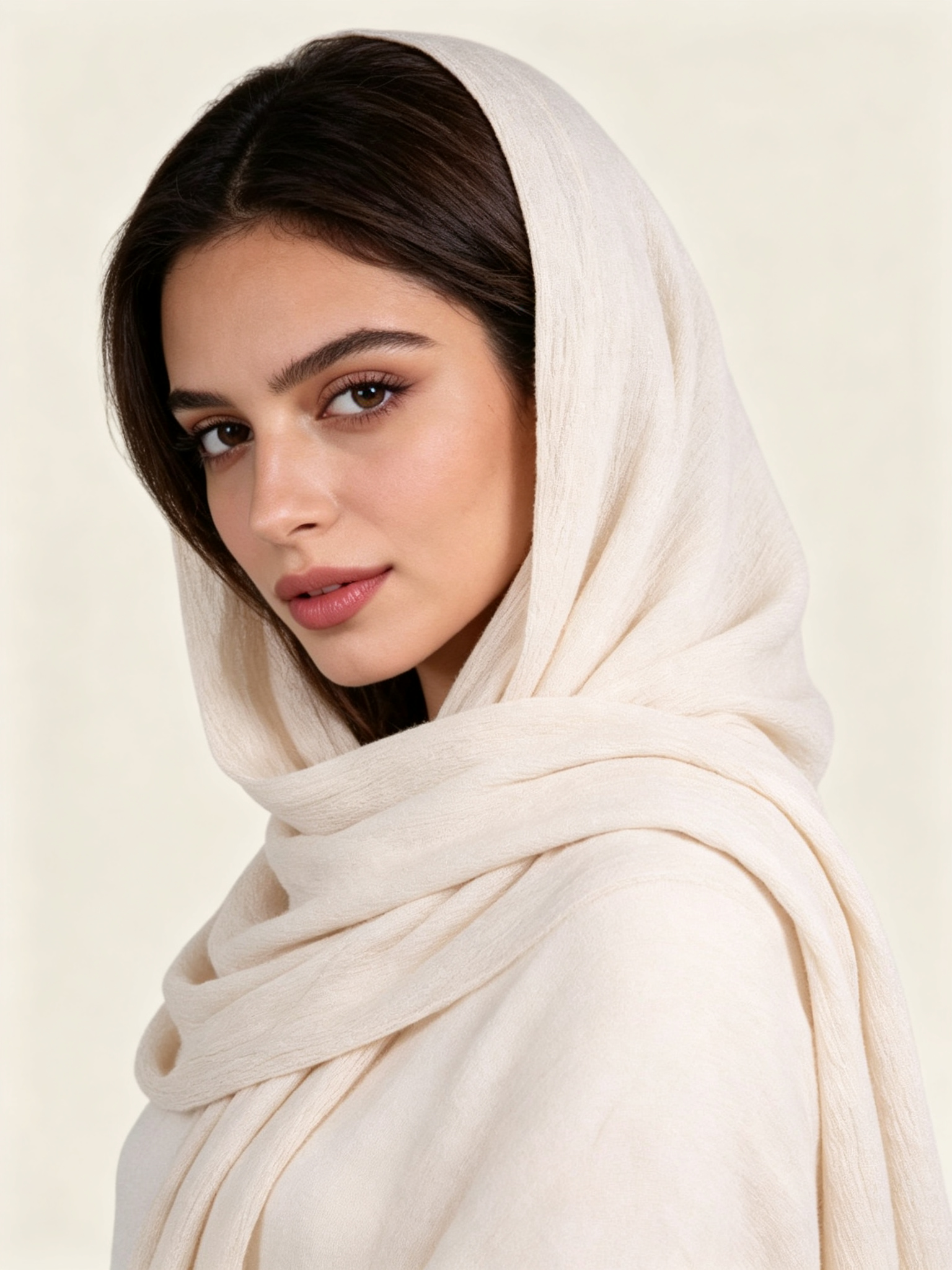 Beige Solid Hijab