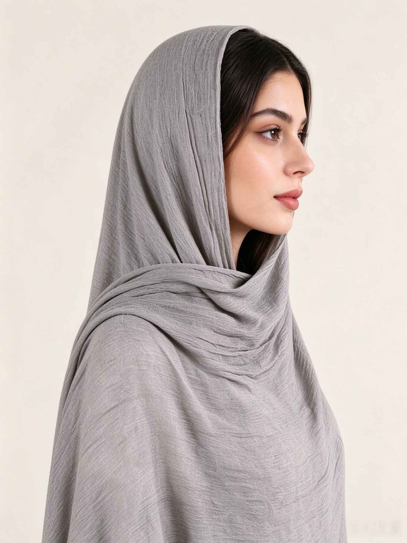 Grey Solid Hijab