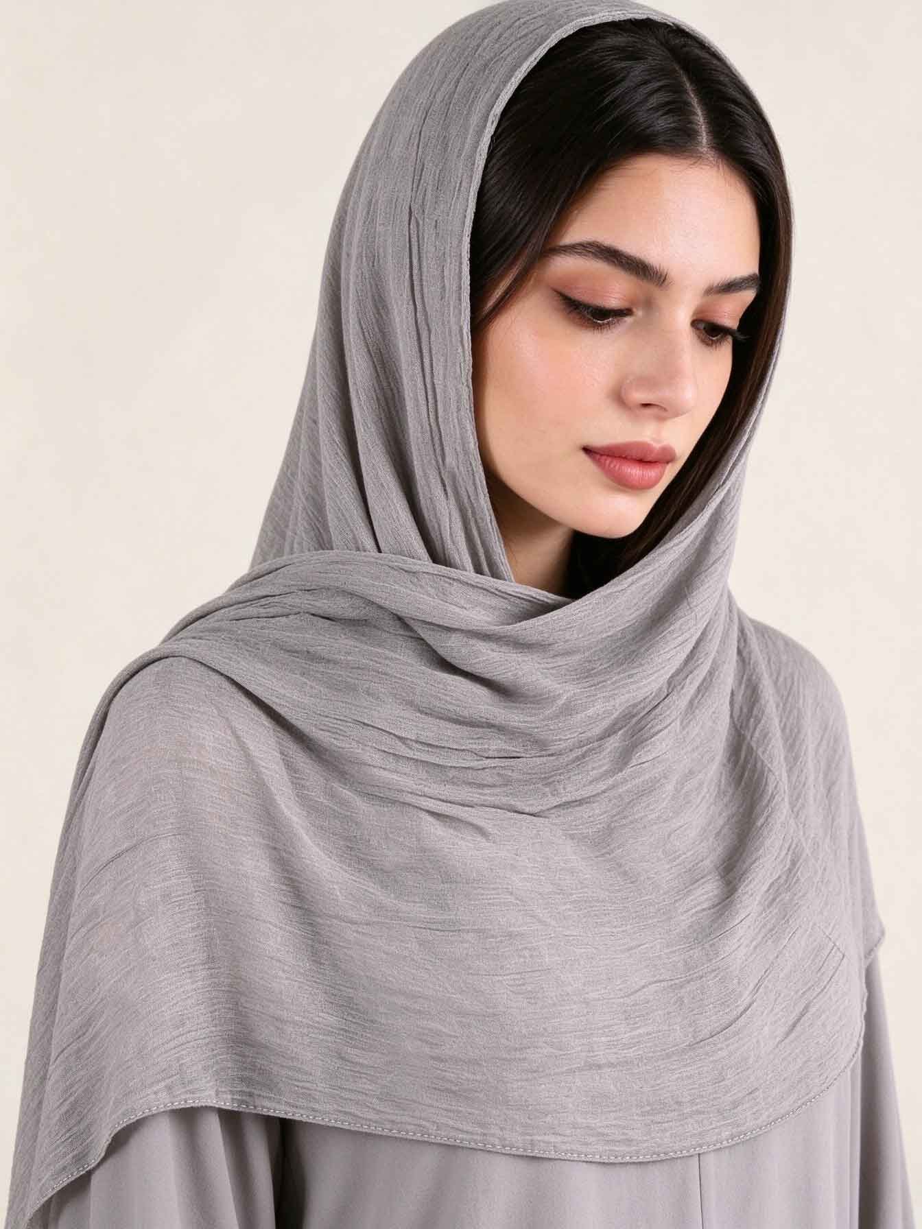 Grey Solid Hijab