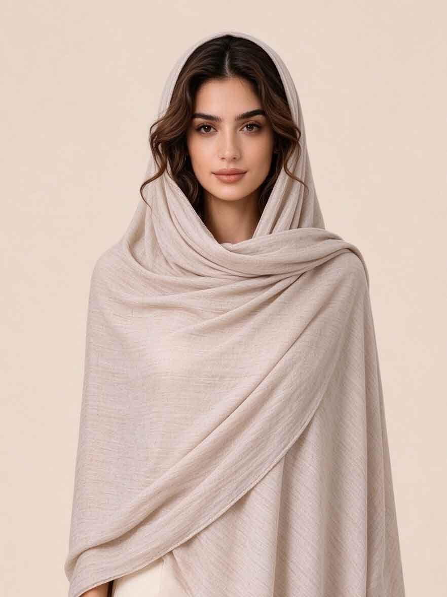 Beige Solid Hijab