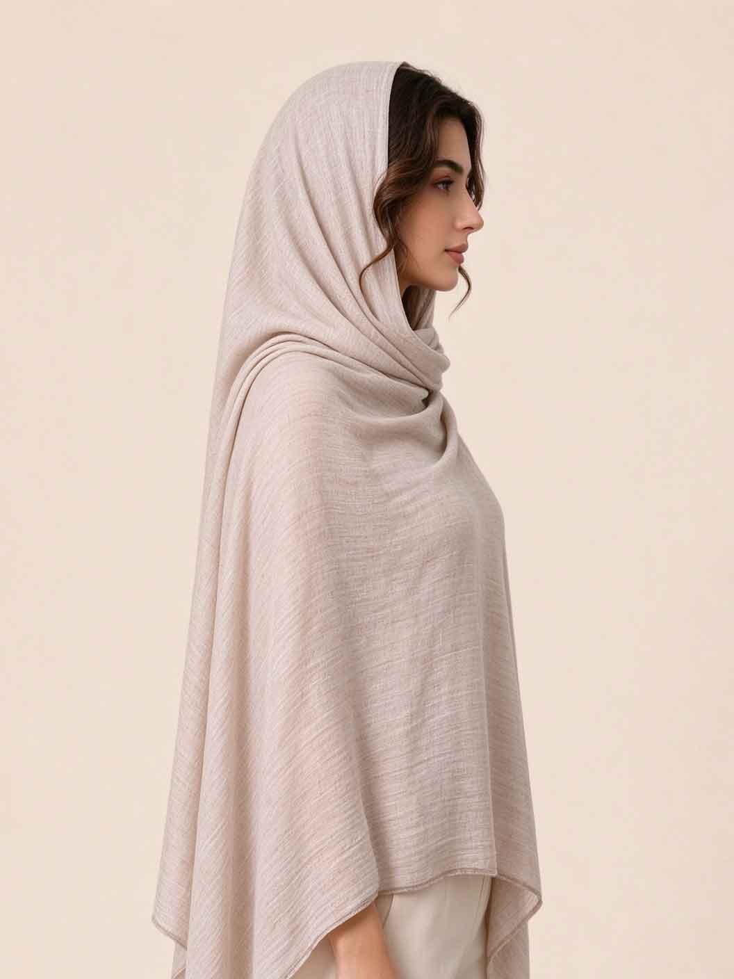 Beige Solid Hijab