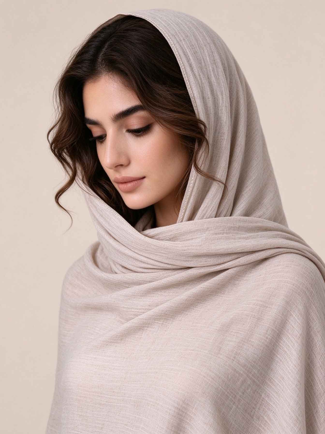 Beige Solid Hijab