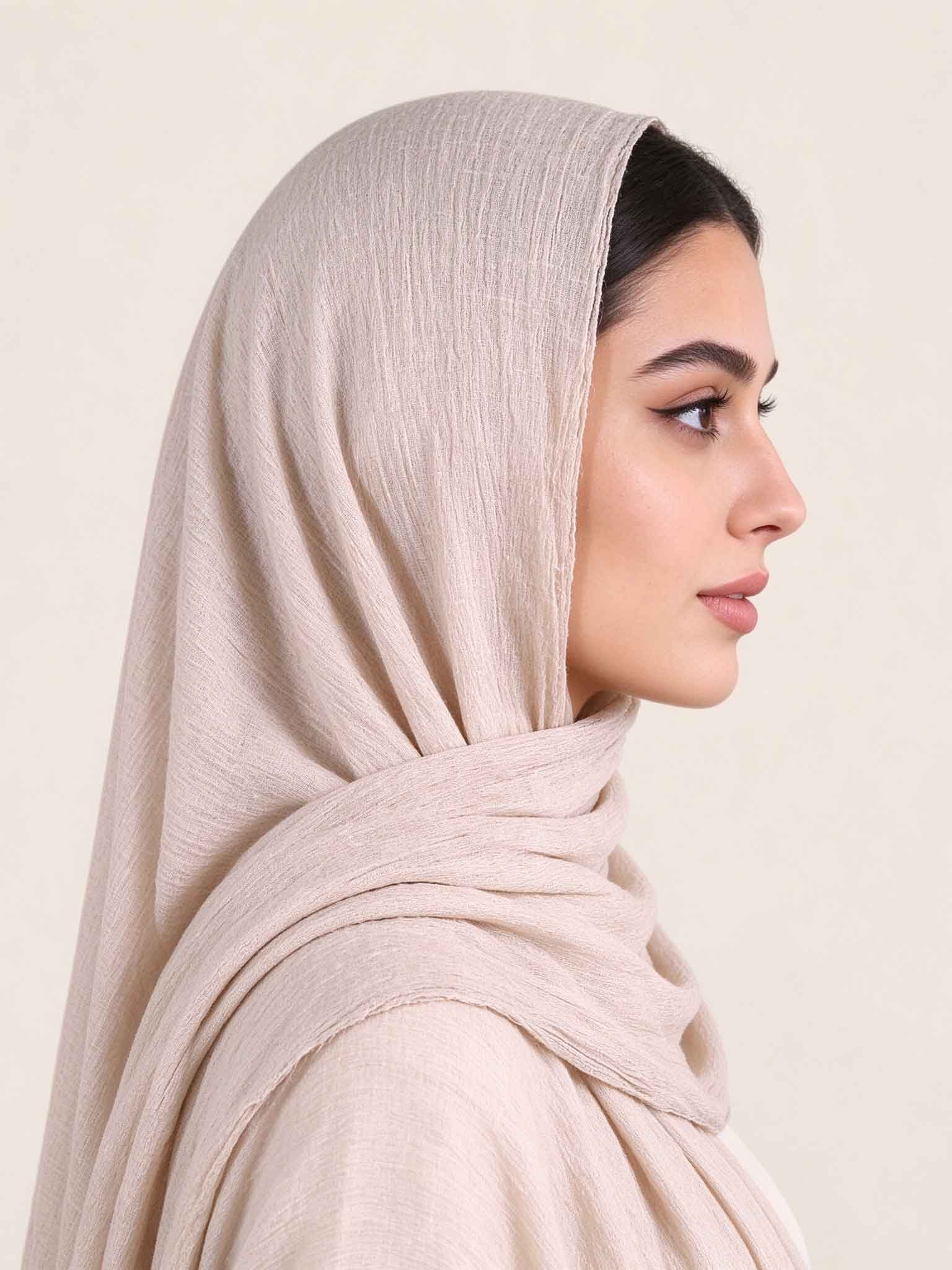 Beige Textured Hijab