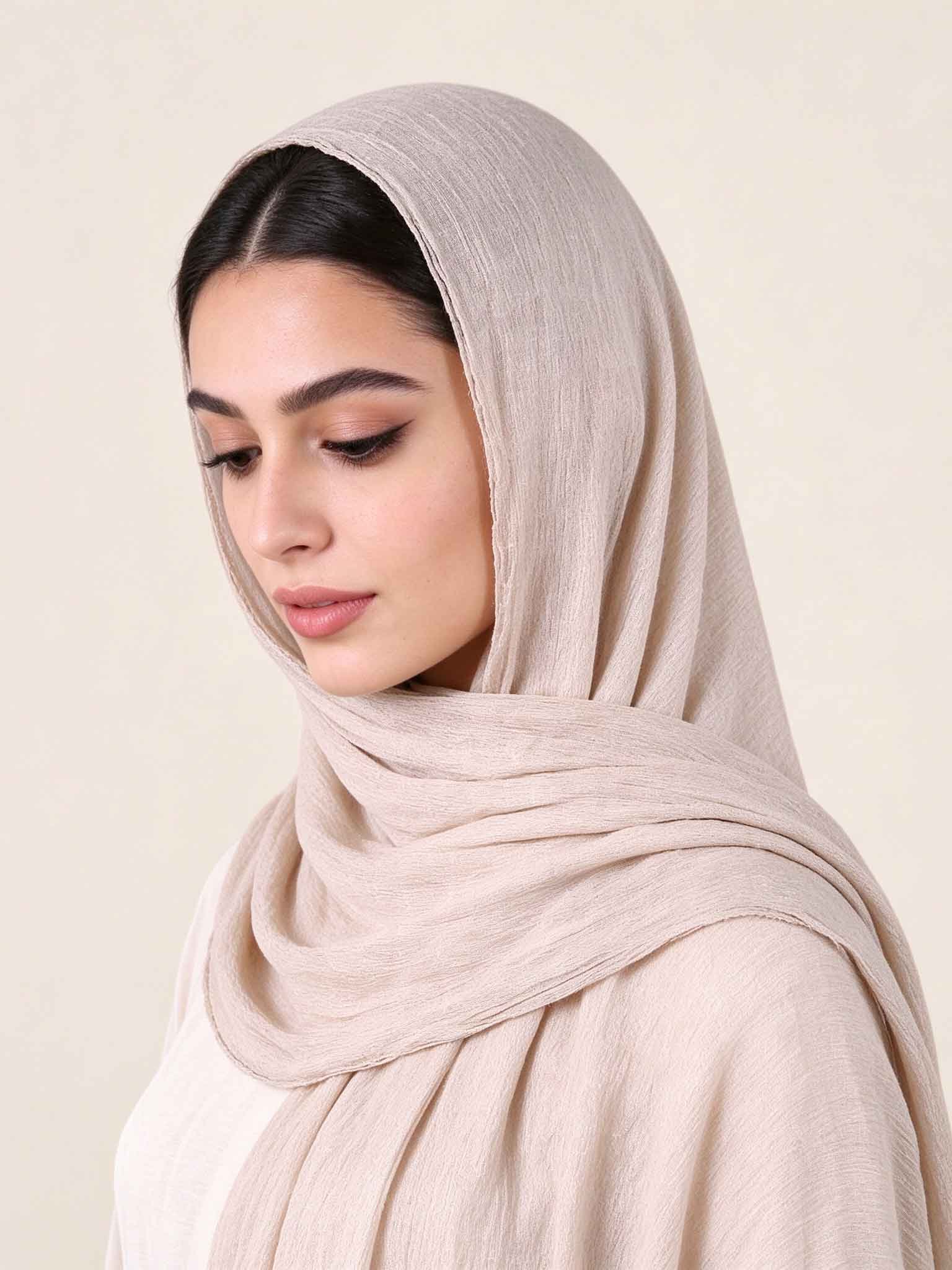 Beige Textured Hijab