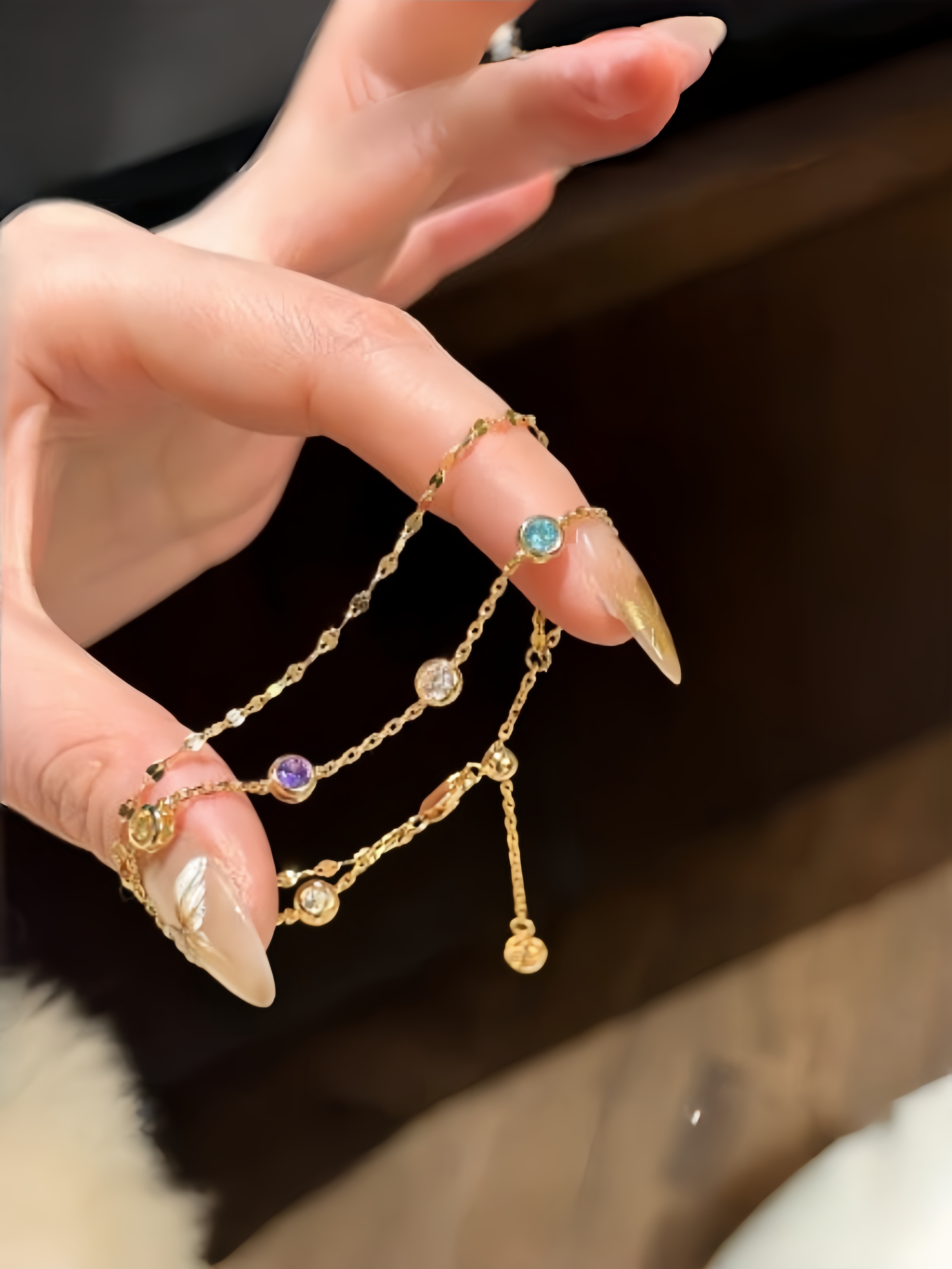 Gold Gemstone Link Bracelet