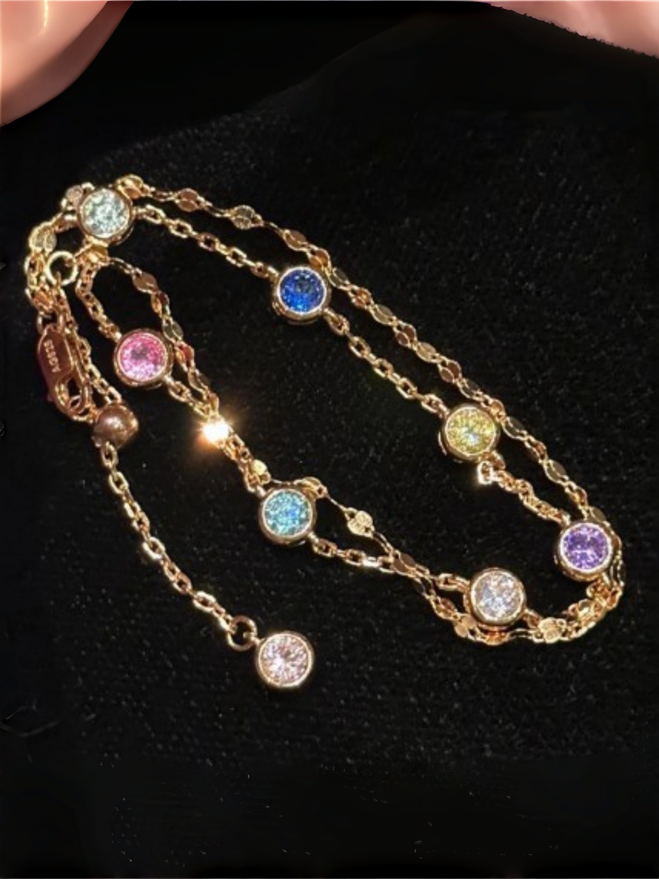 Gold Gemstone Link Bracelet
