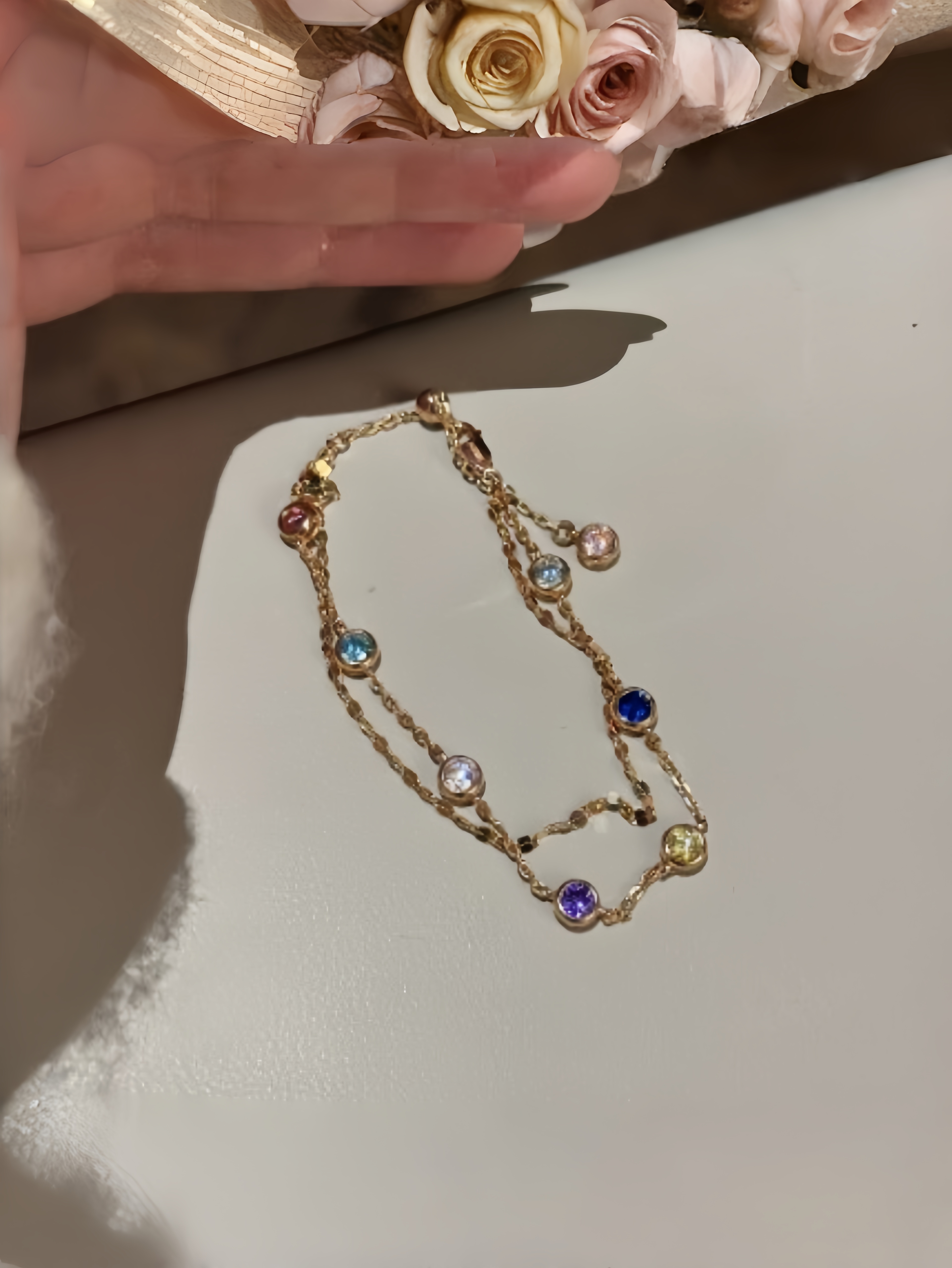 Gold Gemstone Link Bracelet