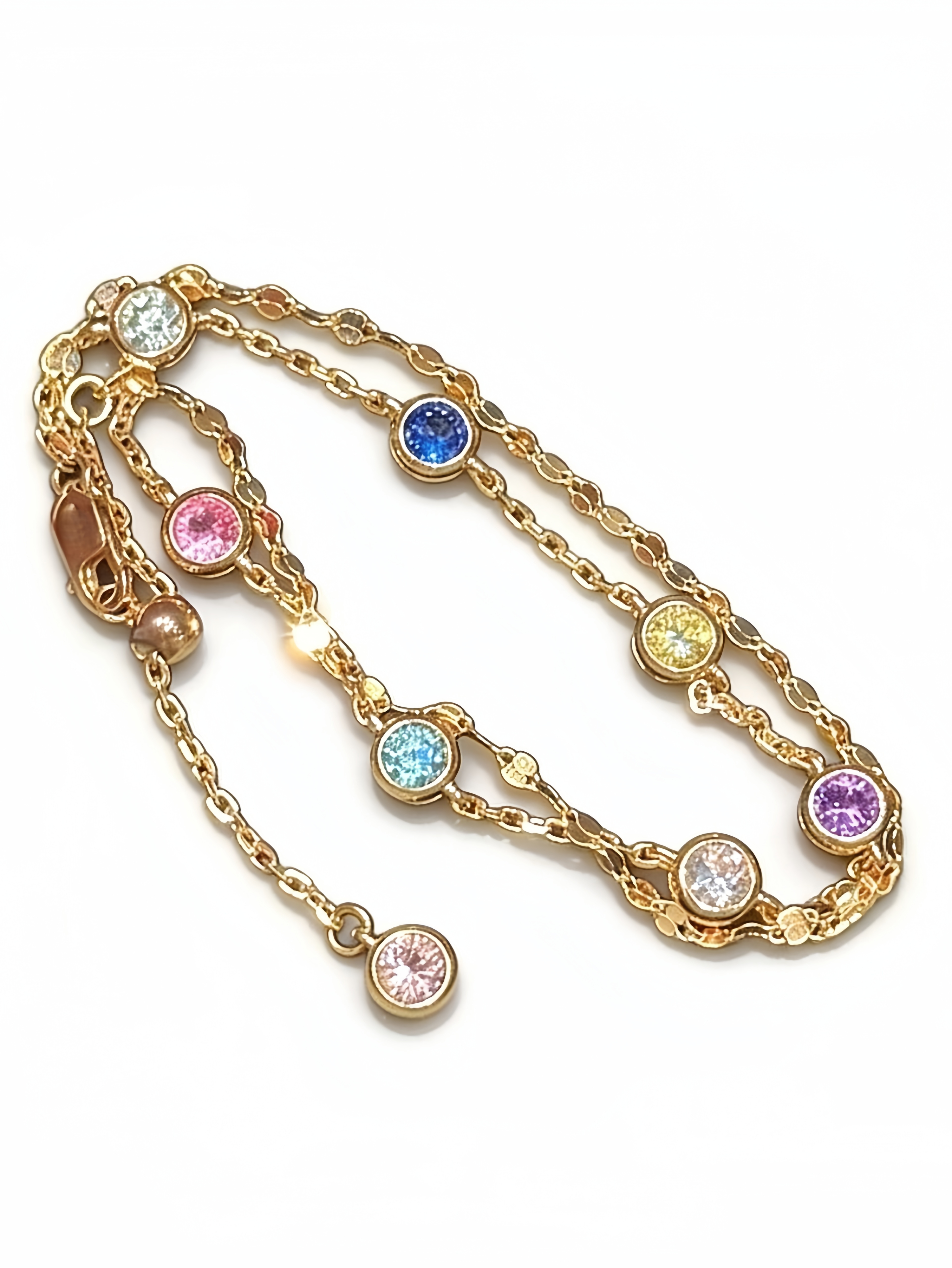 Gold Gemstone Link Bracelet