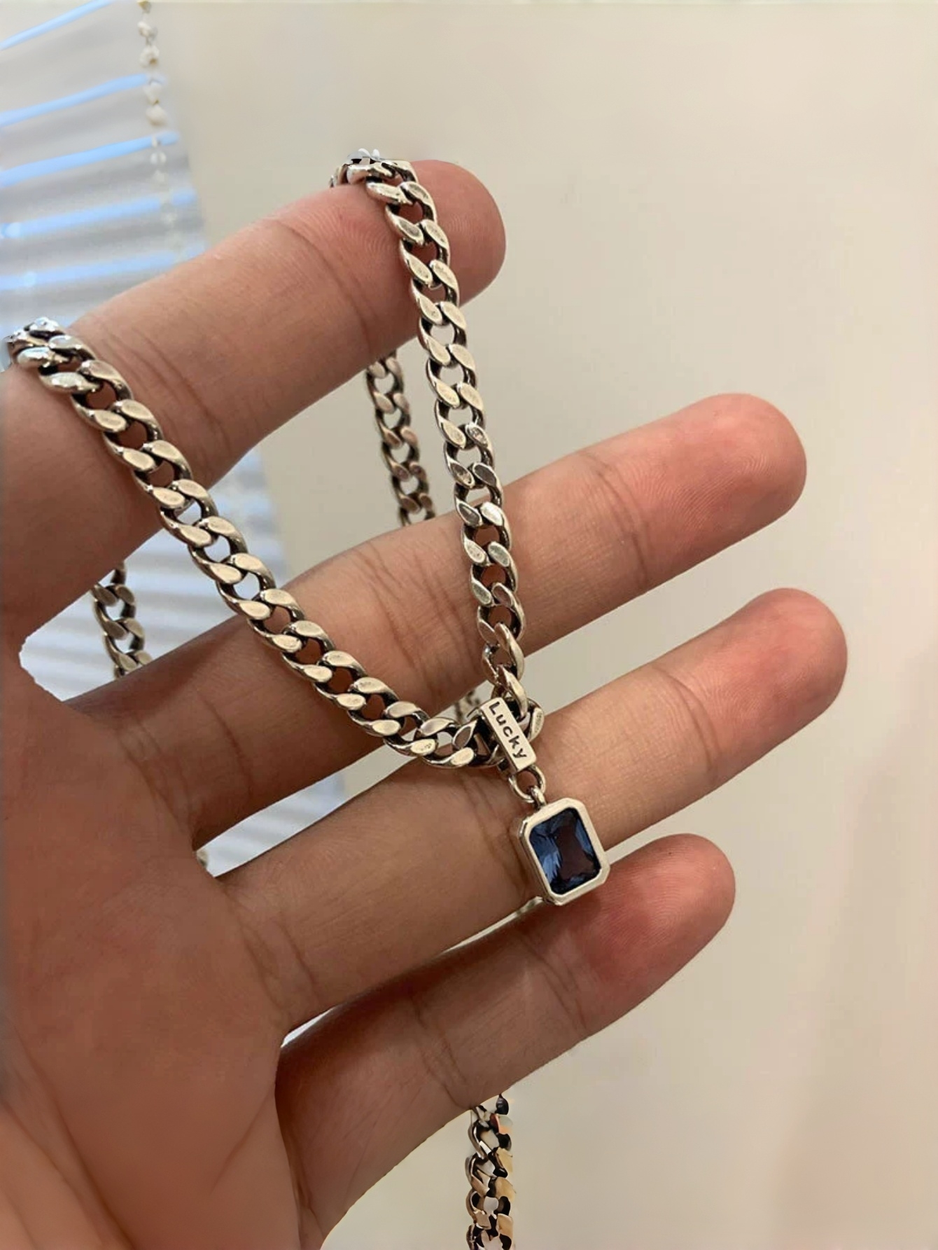 Silver Gemstone Link Bracelet