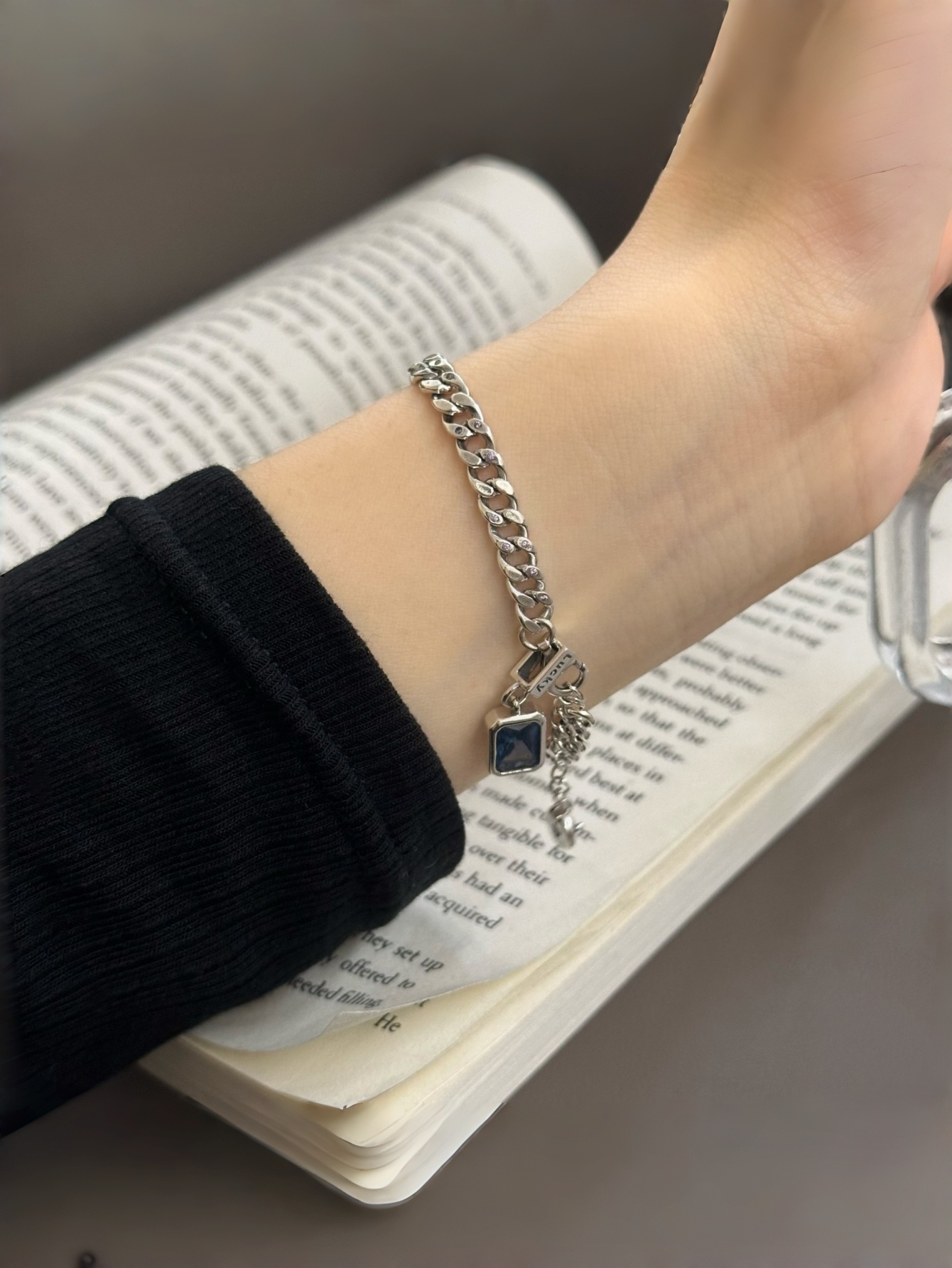 Silver Gemstone Link Bracelet