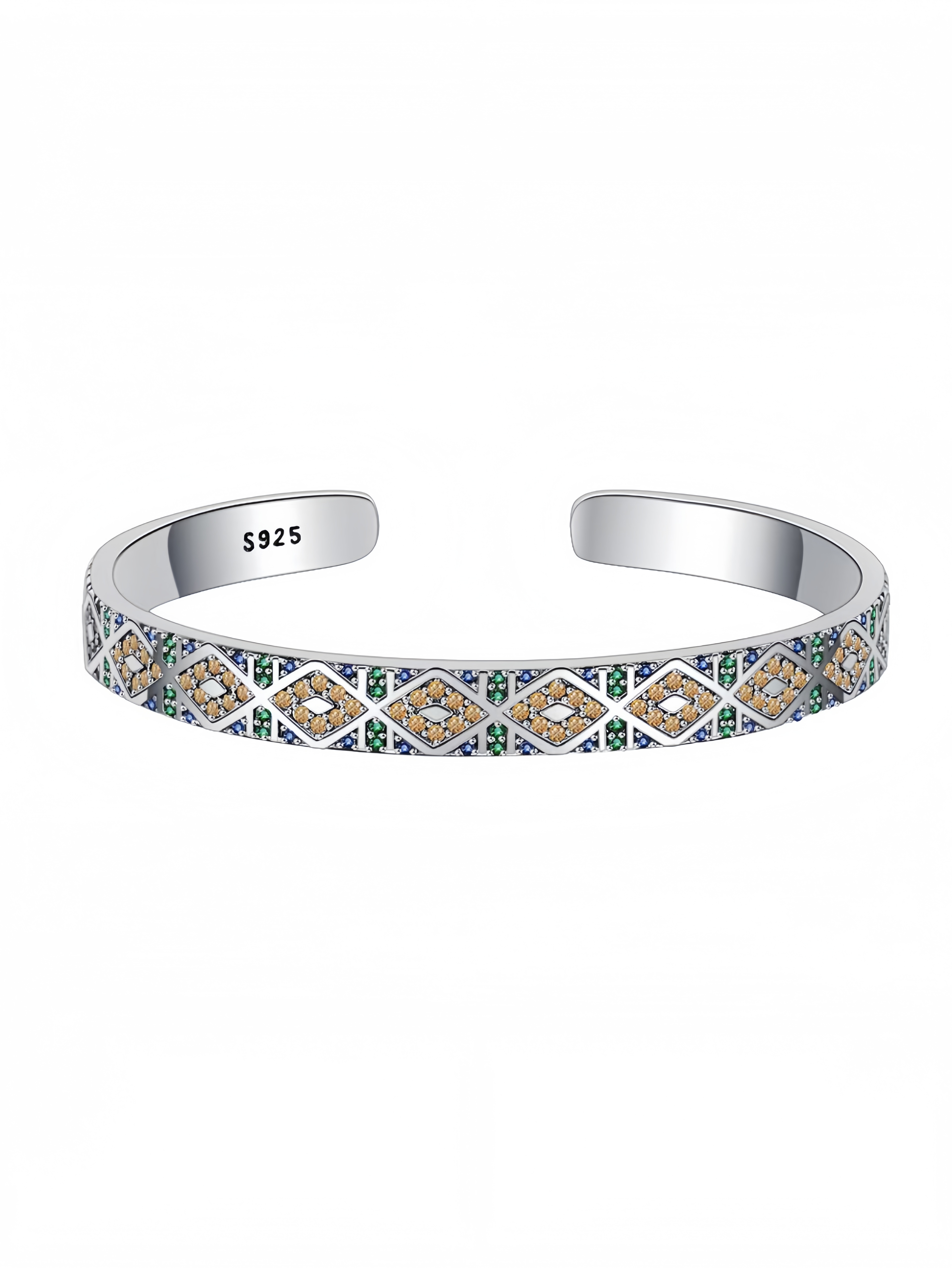 Silver Gemstone Cuff Bracelet