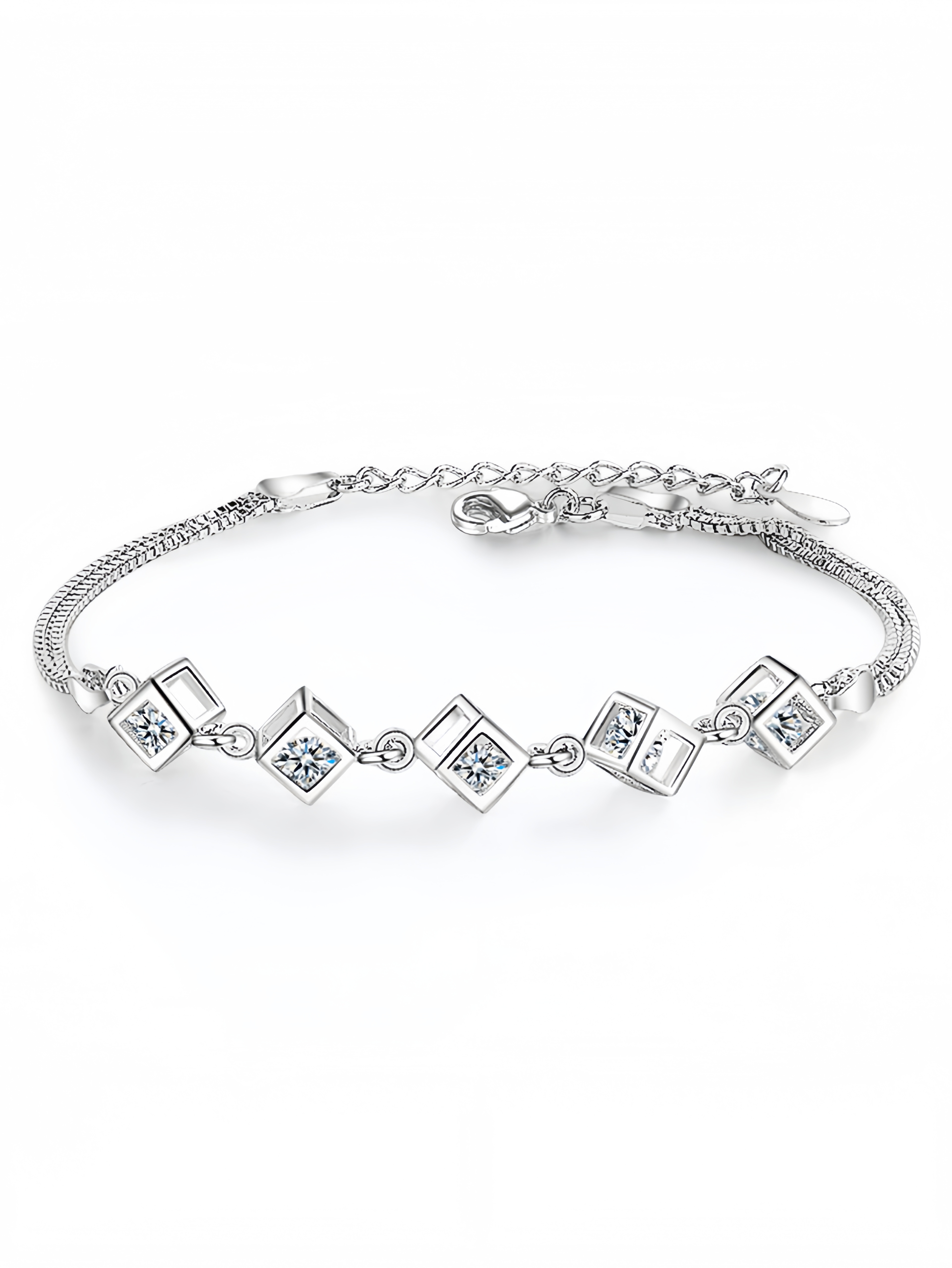 Silver Crystal Link Bracelet