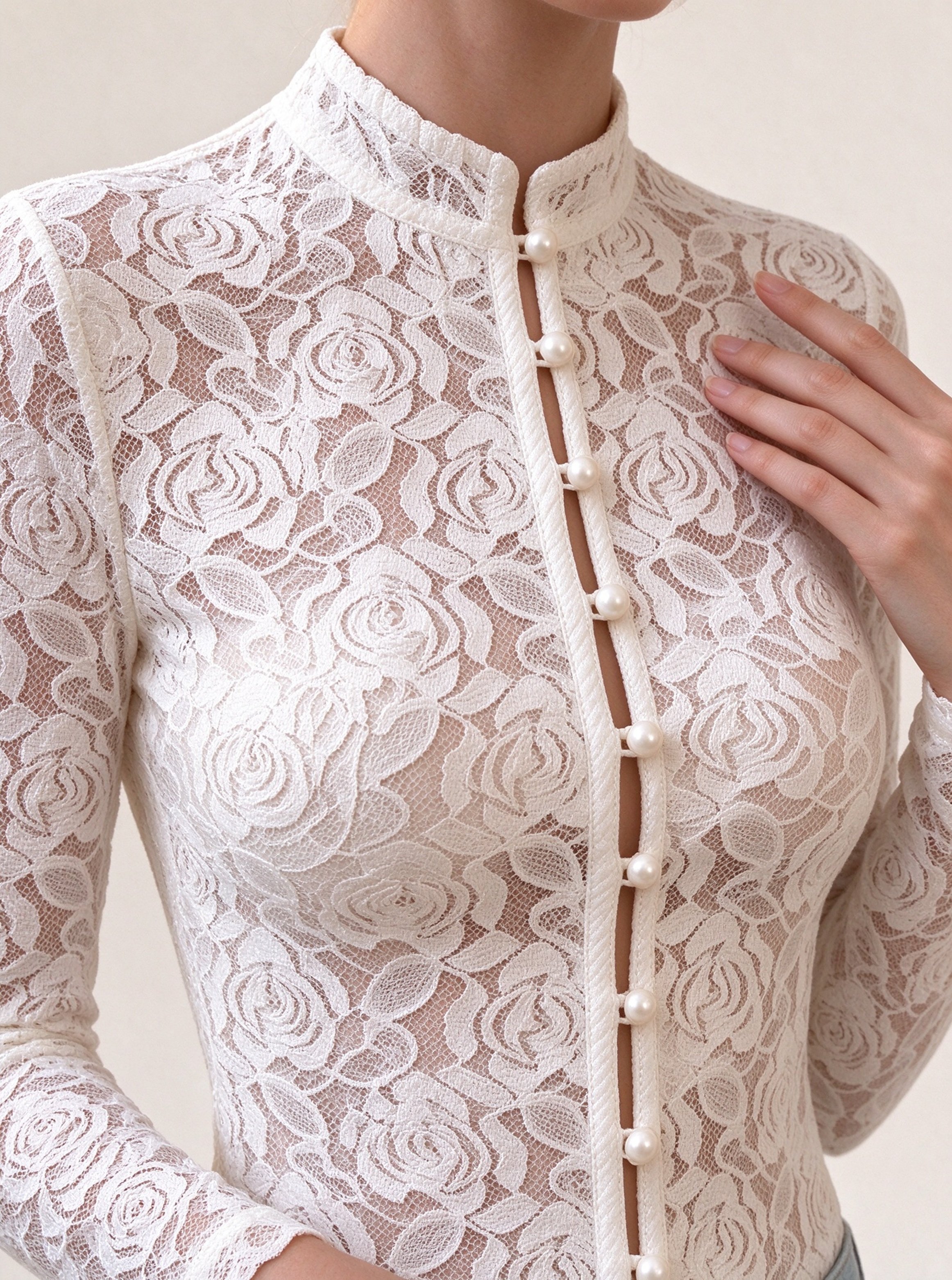 White Embroidered Collared Top
