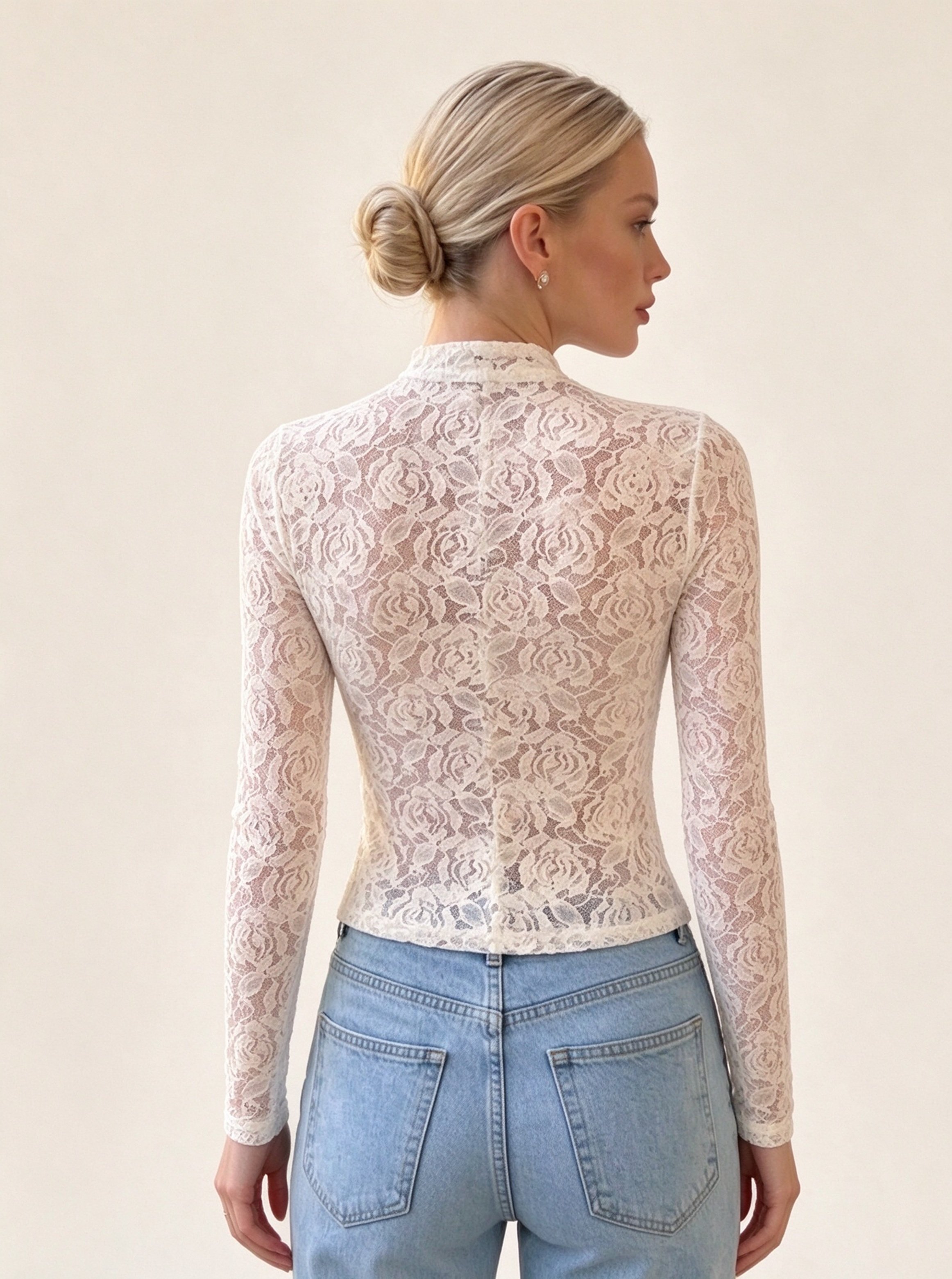 White Embroidered Collared Top