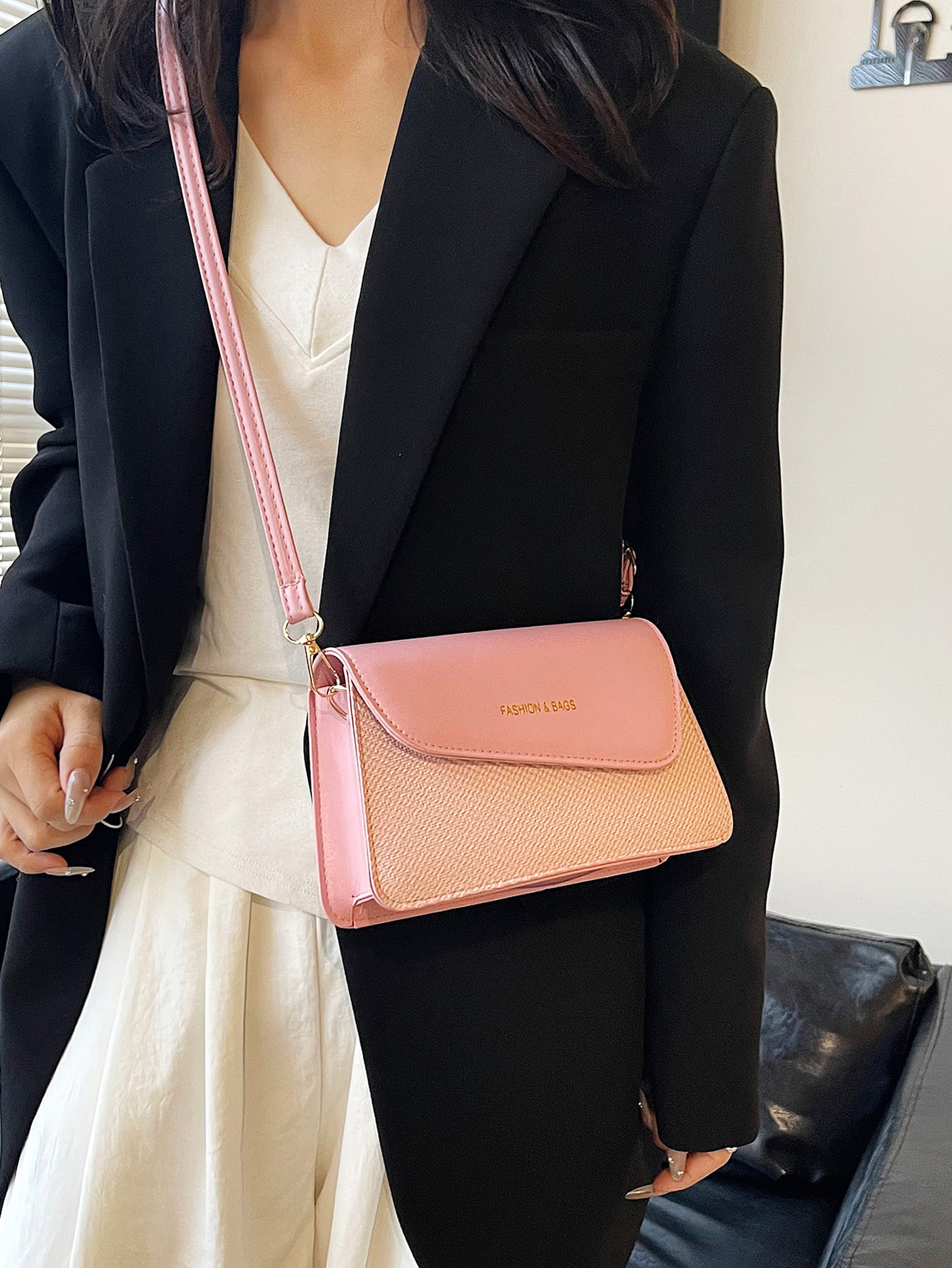 Pink Crossbody Bag with Magnetic Closure