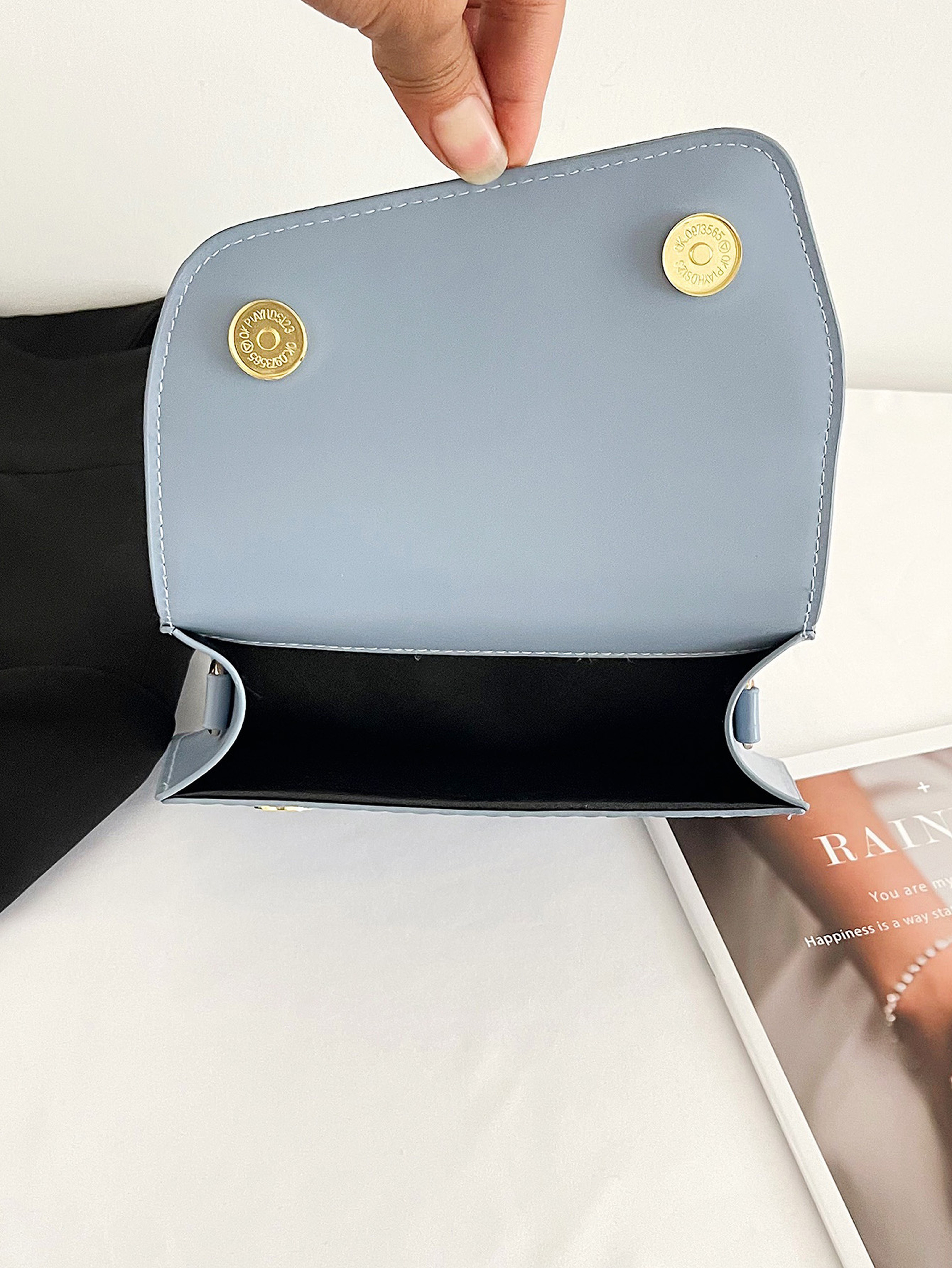 Blue Crossbody Bag with Magnetic Closure