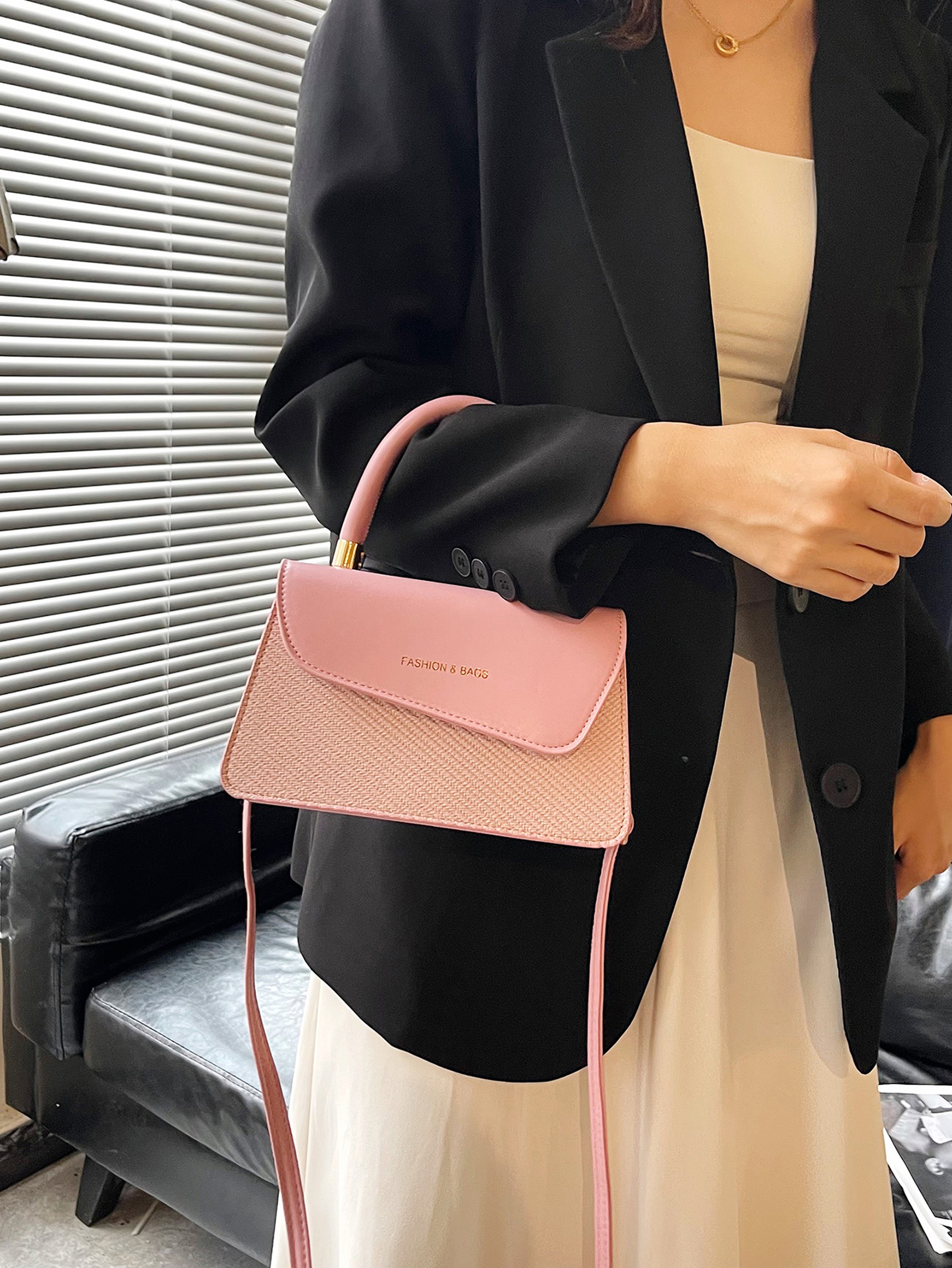 Pink Handbag with Magnetic Closure