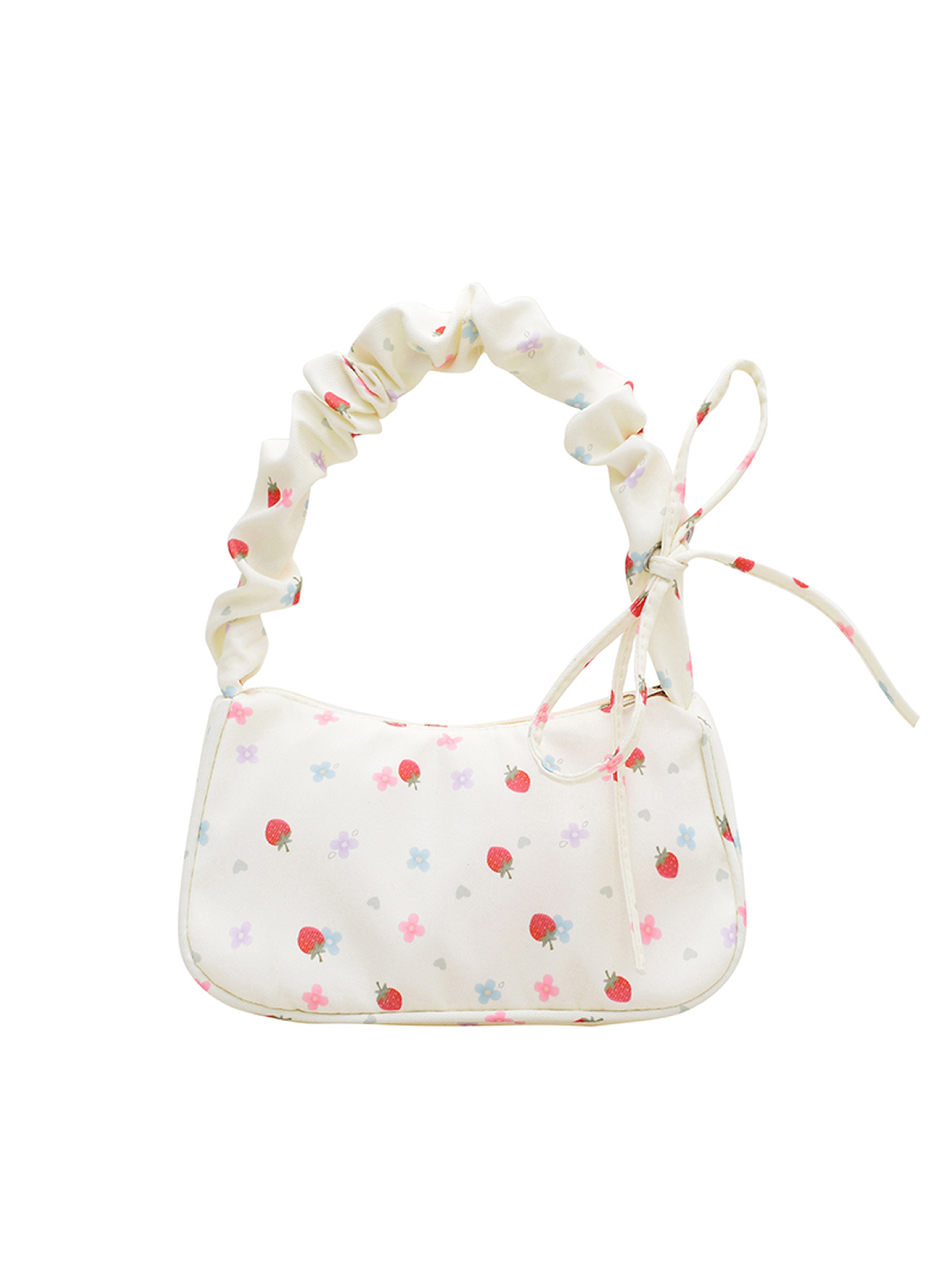 White Shoulder Bag with Zip Closure