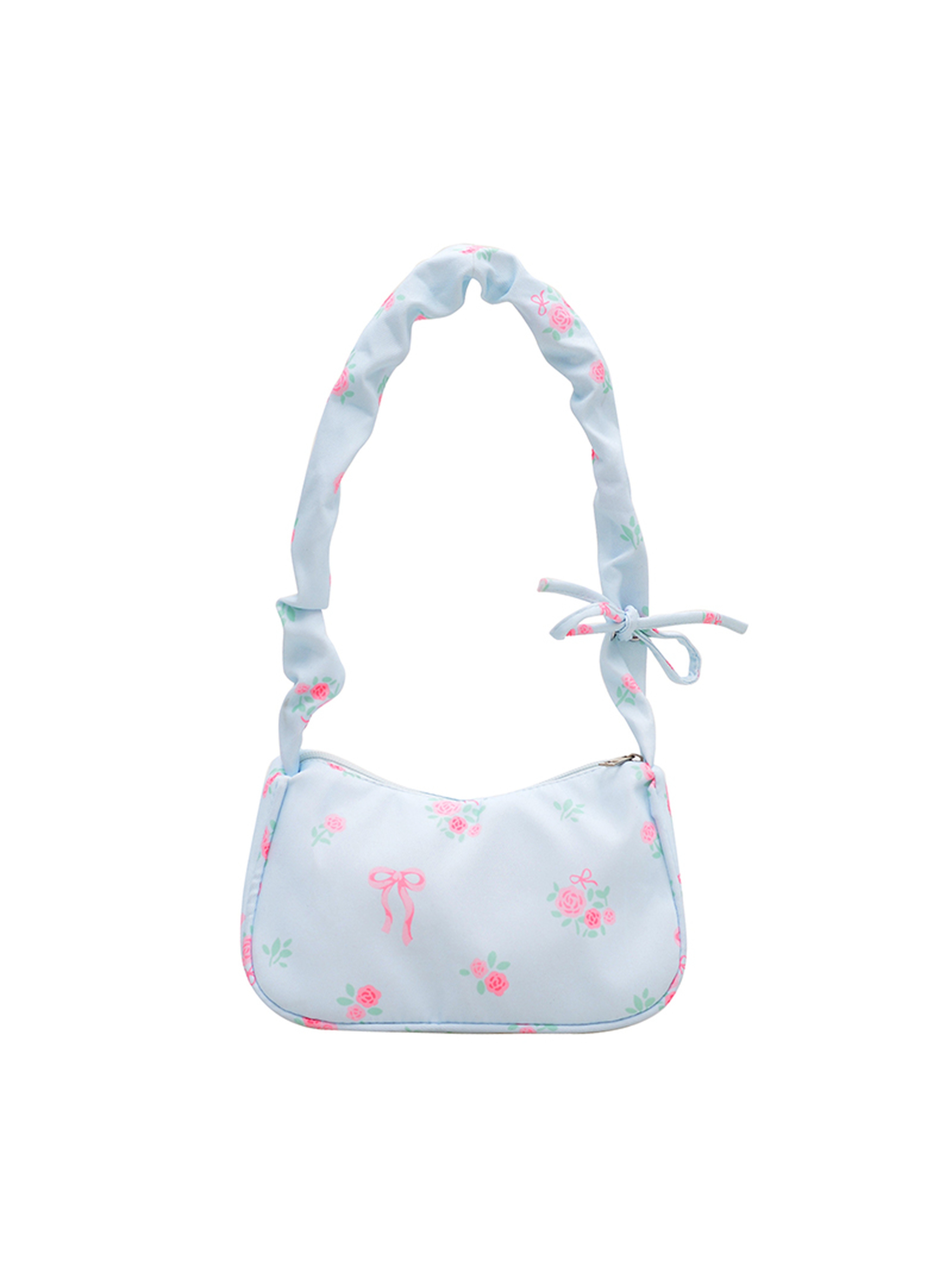 Light Blue Shoulder Bag with Zip Closure