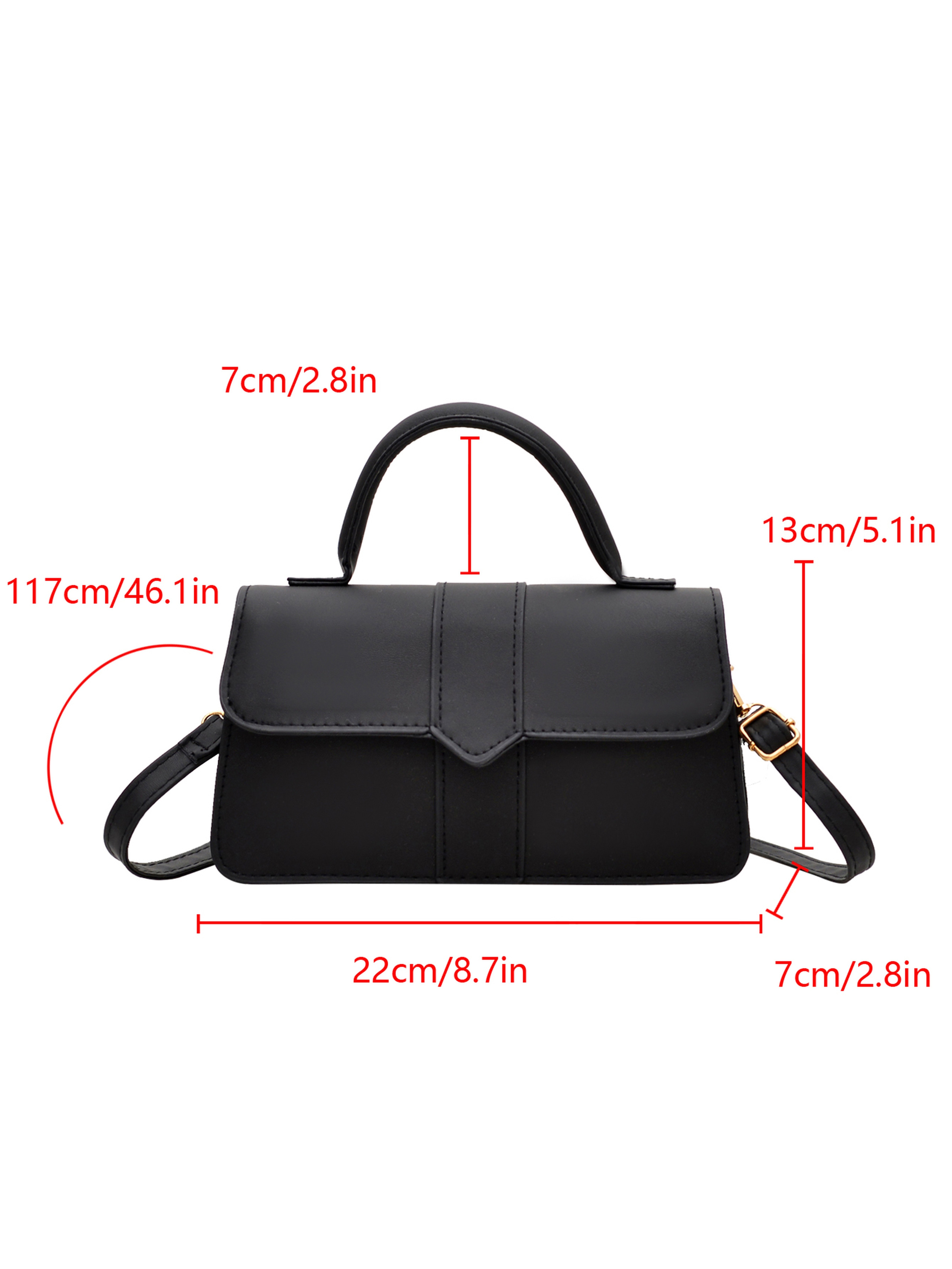 Black Handbag with Flap Closure