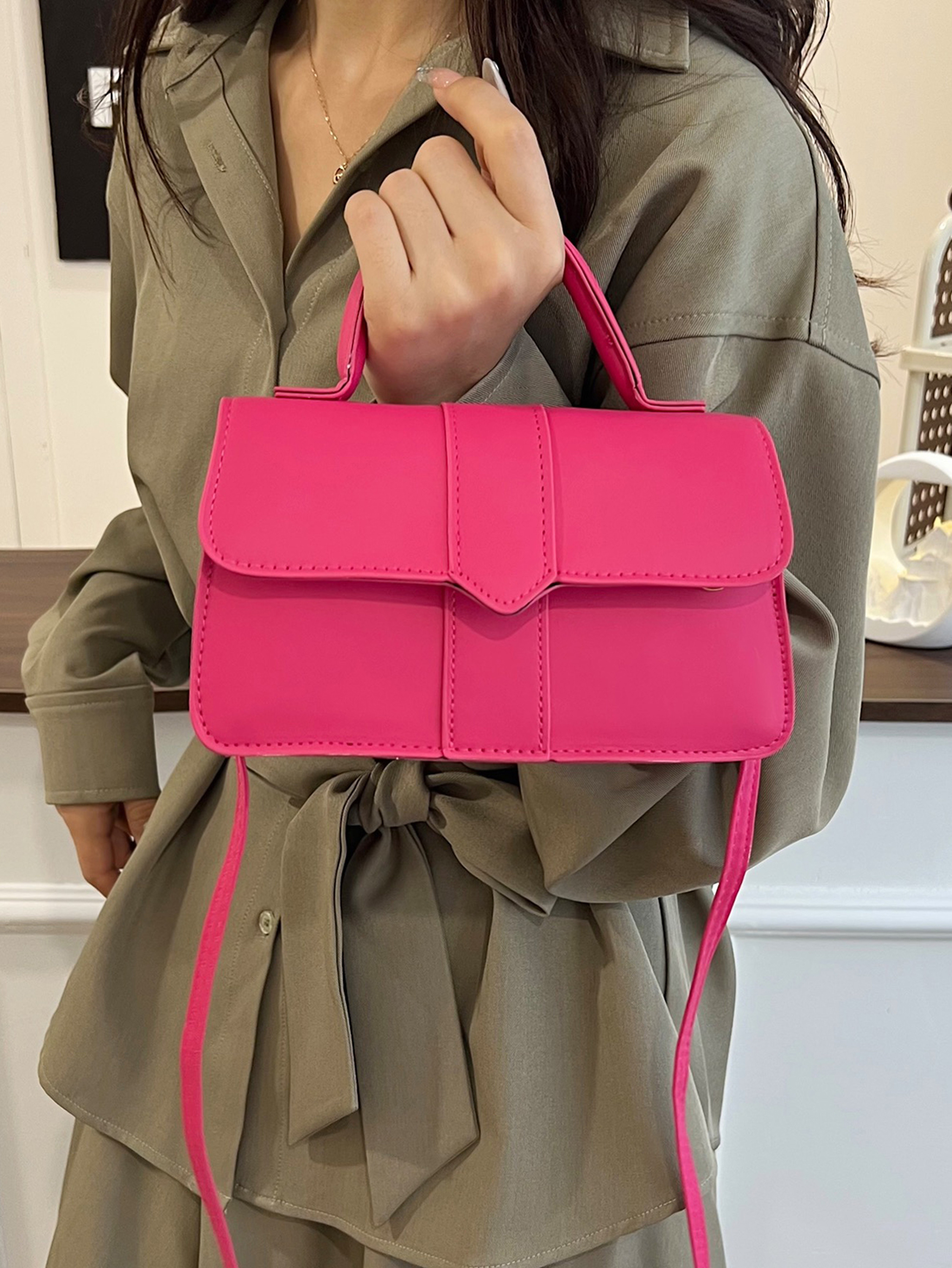 Pink Crossbody Bag with Magnetic Closure