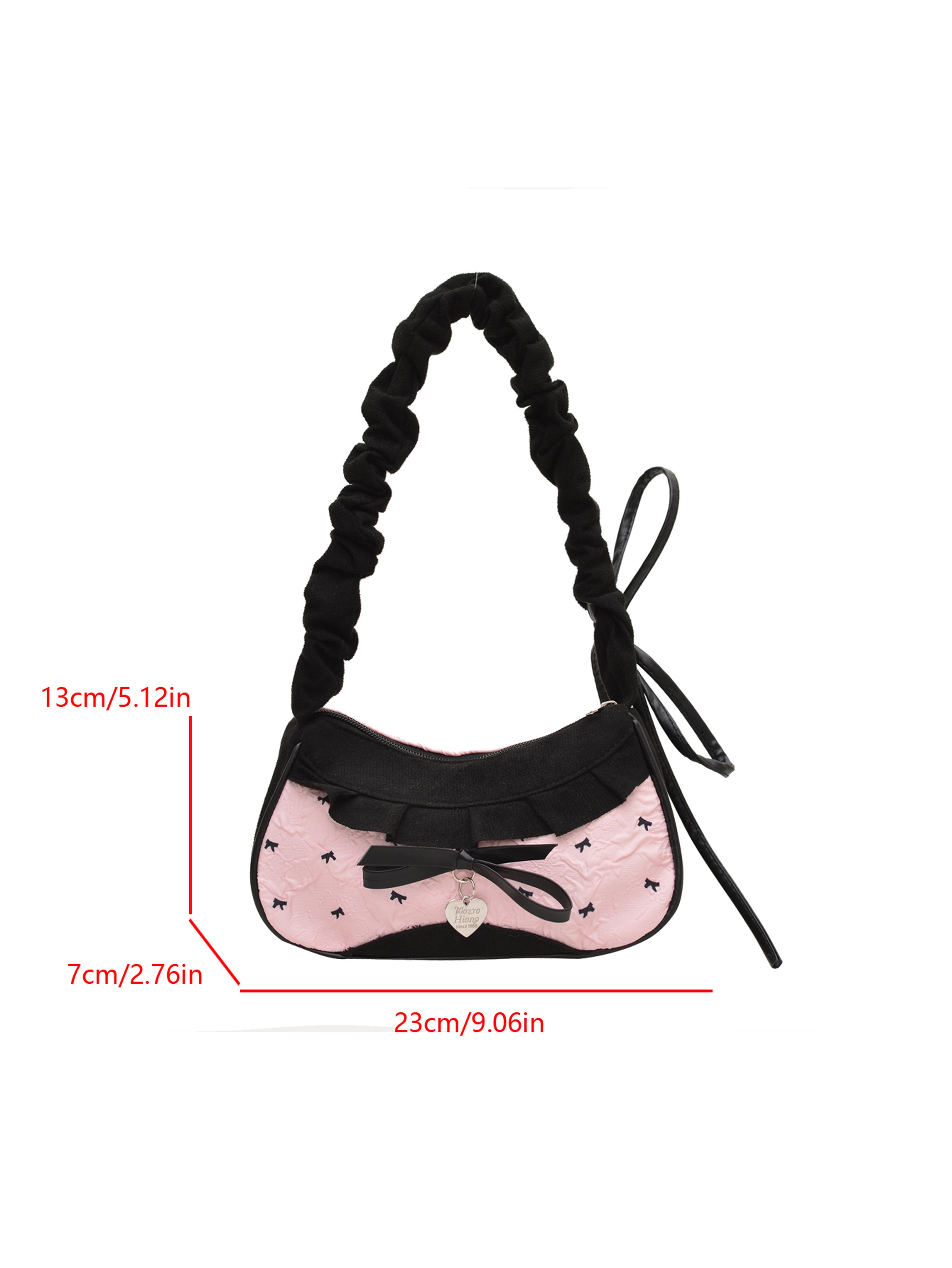 Black and Pink Shoulder Bag with Zip Closure