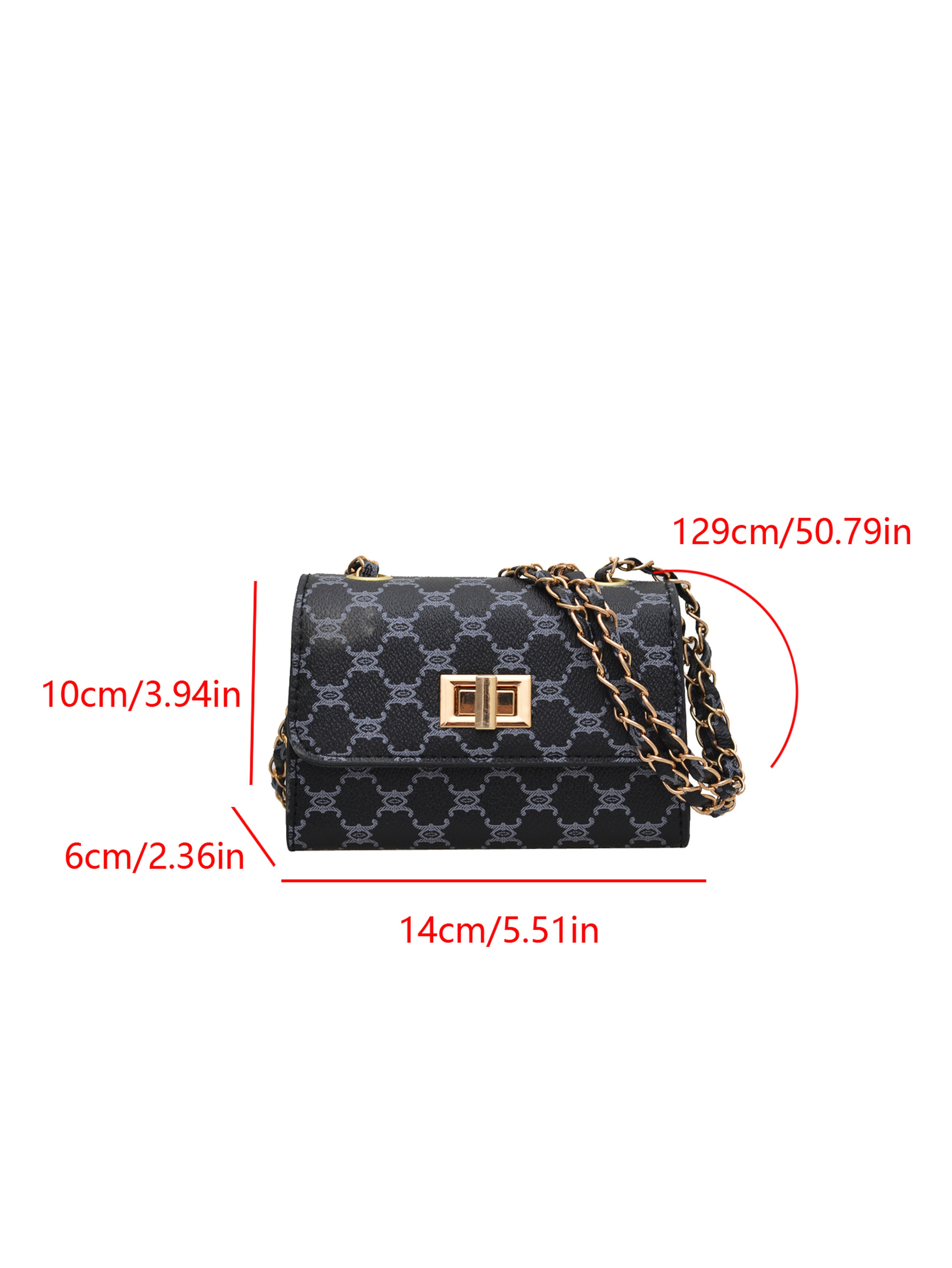 Black Crossbody Bag with Push Lock Closure