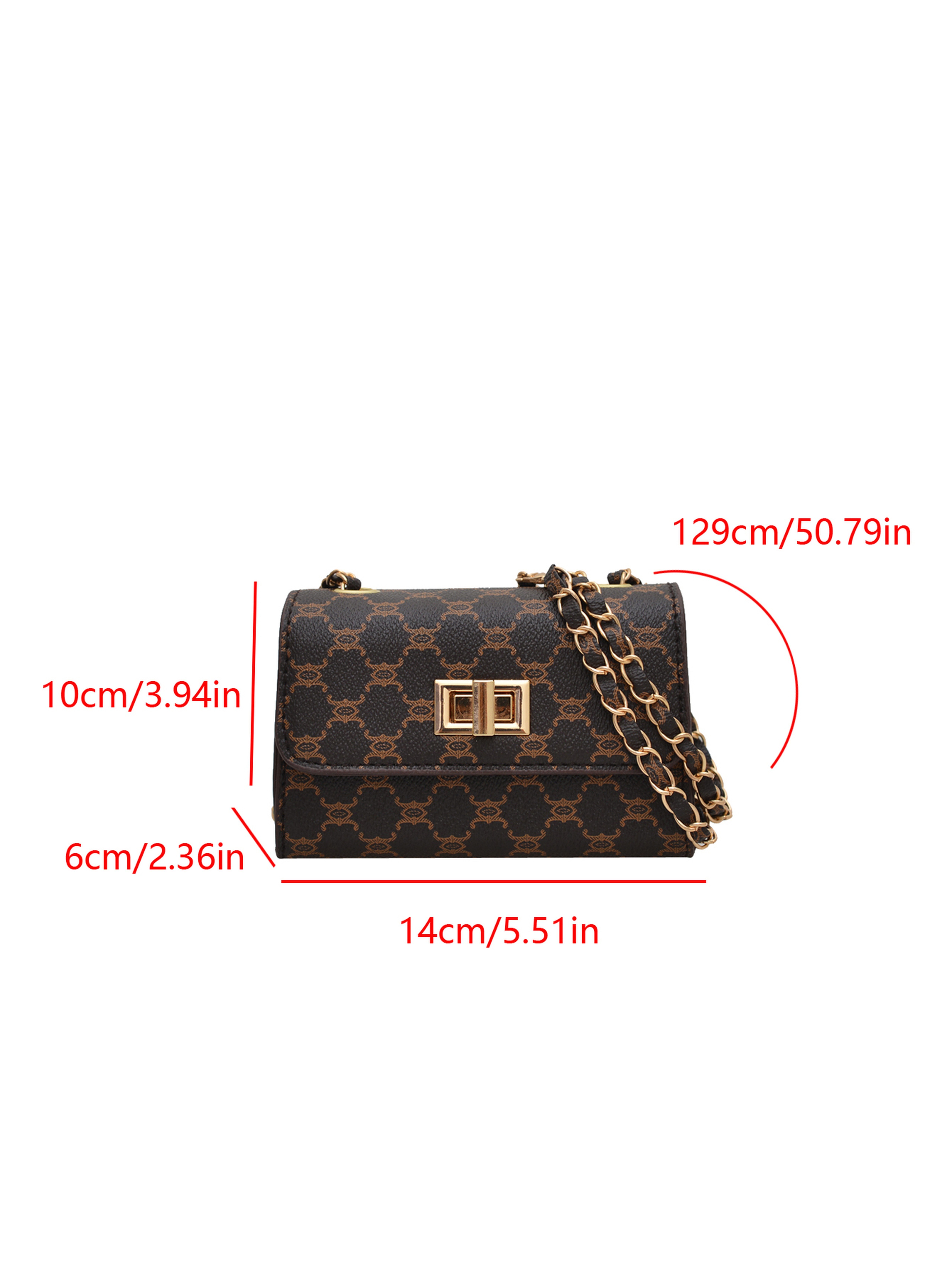 Coffee Brown Crossbody Bag with Turn Lock Closure