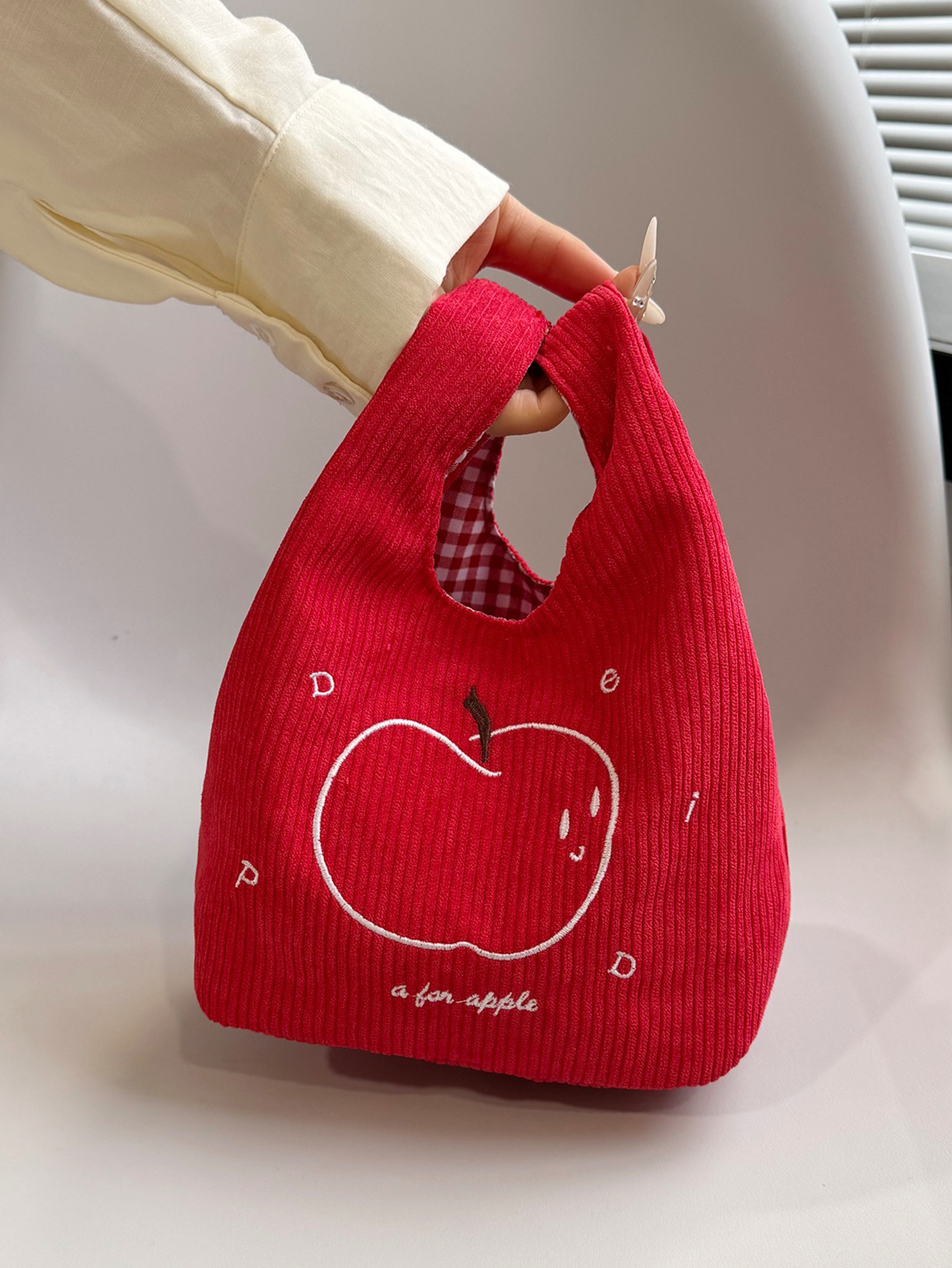 Red Handbag with Zip Closure