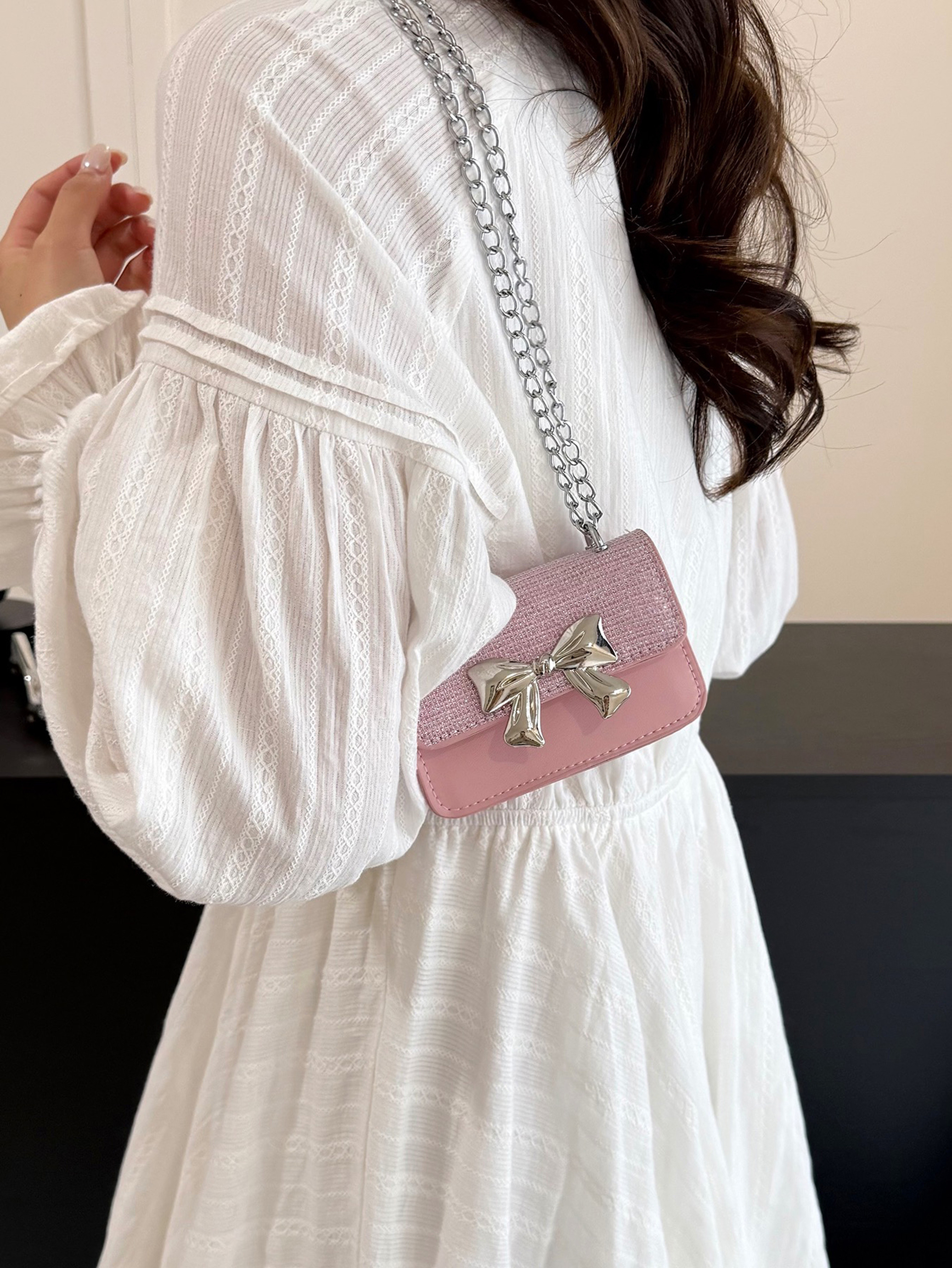 Pink Plain Crossbody Bag