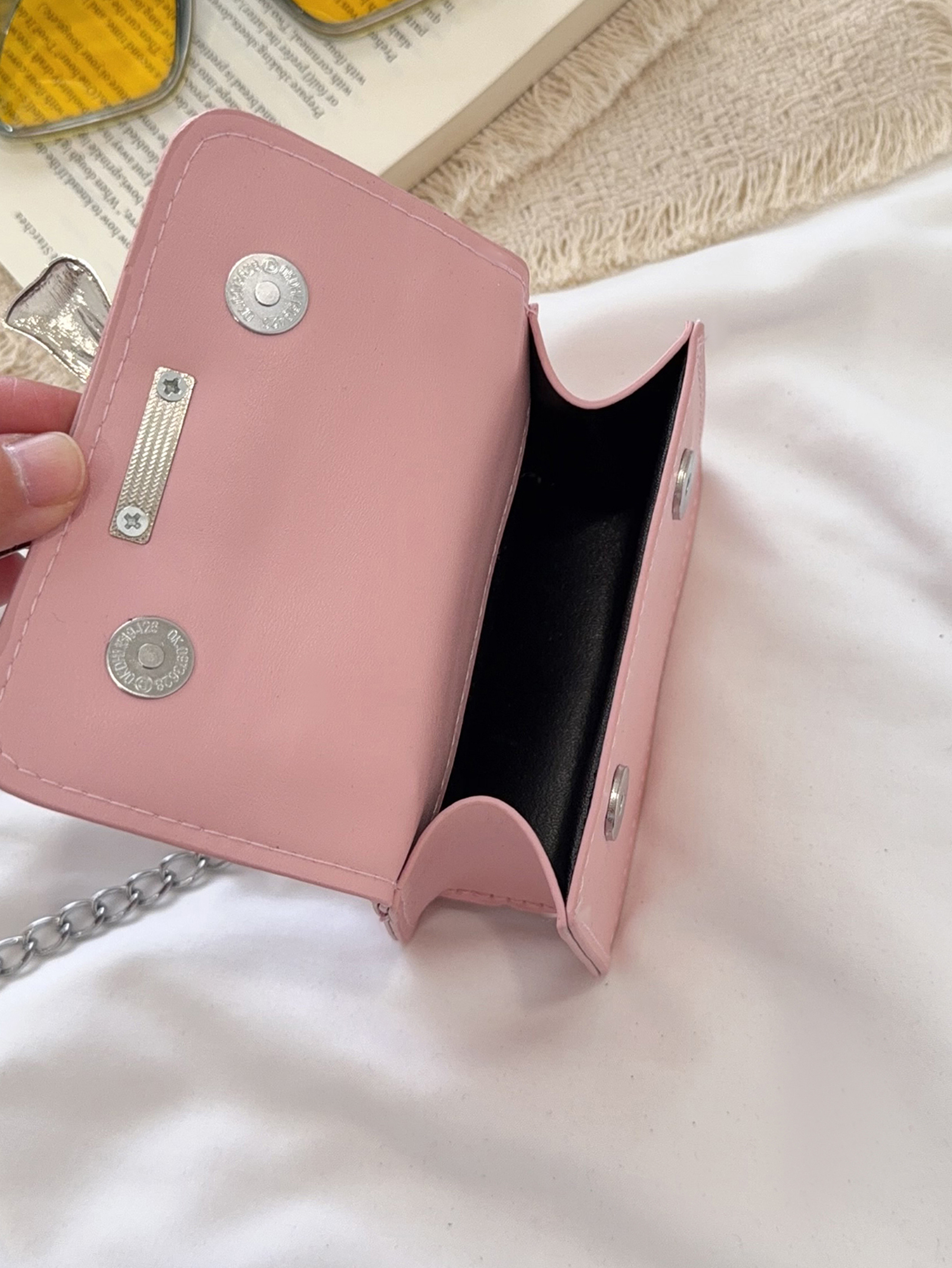 Pink Plain Crossbody Bag