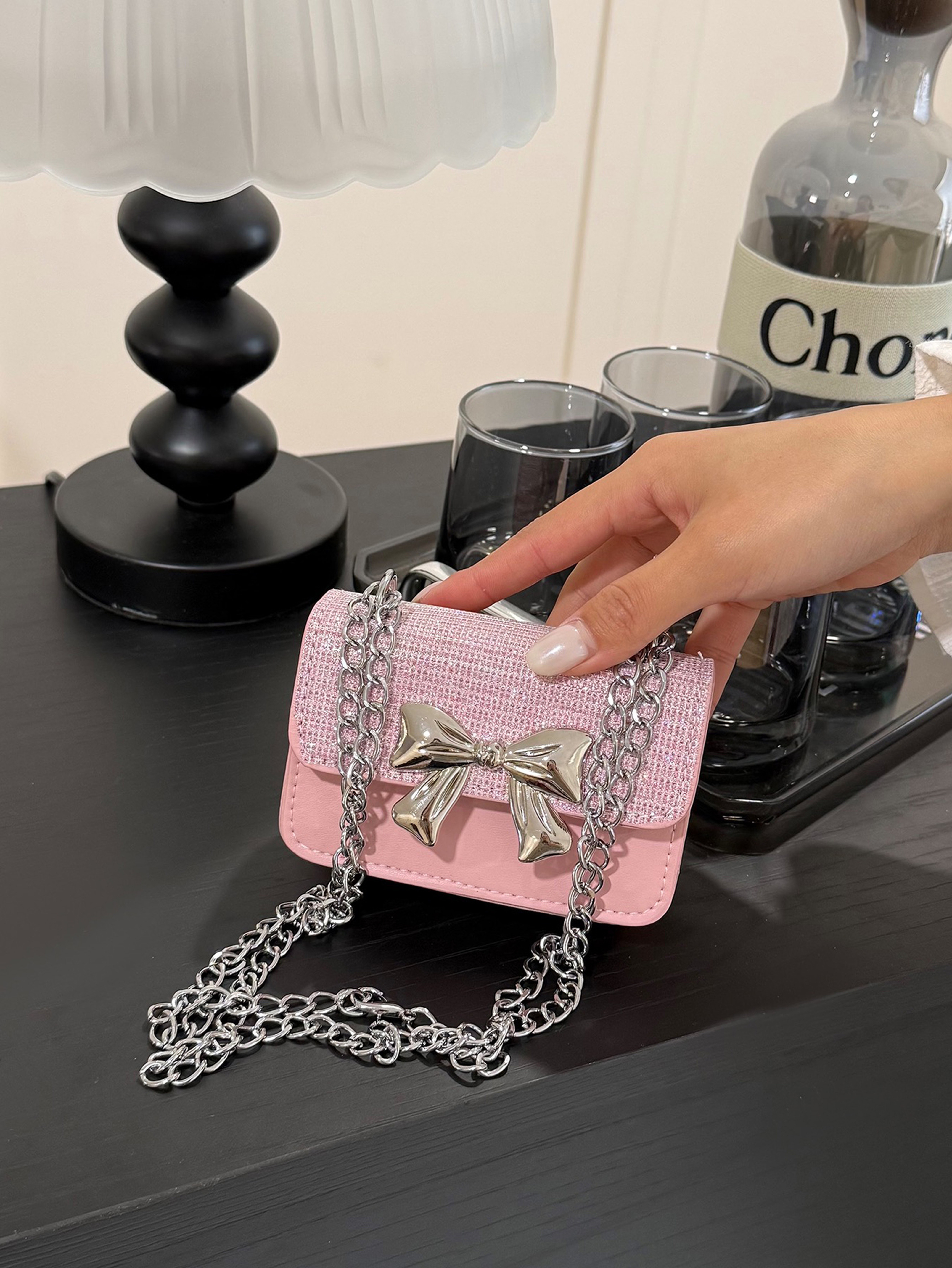 Pink Plain Crossbody Bag