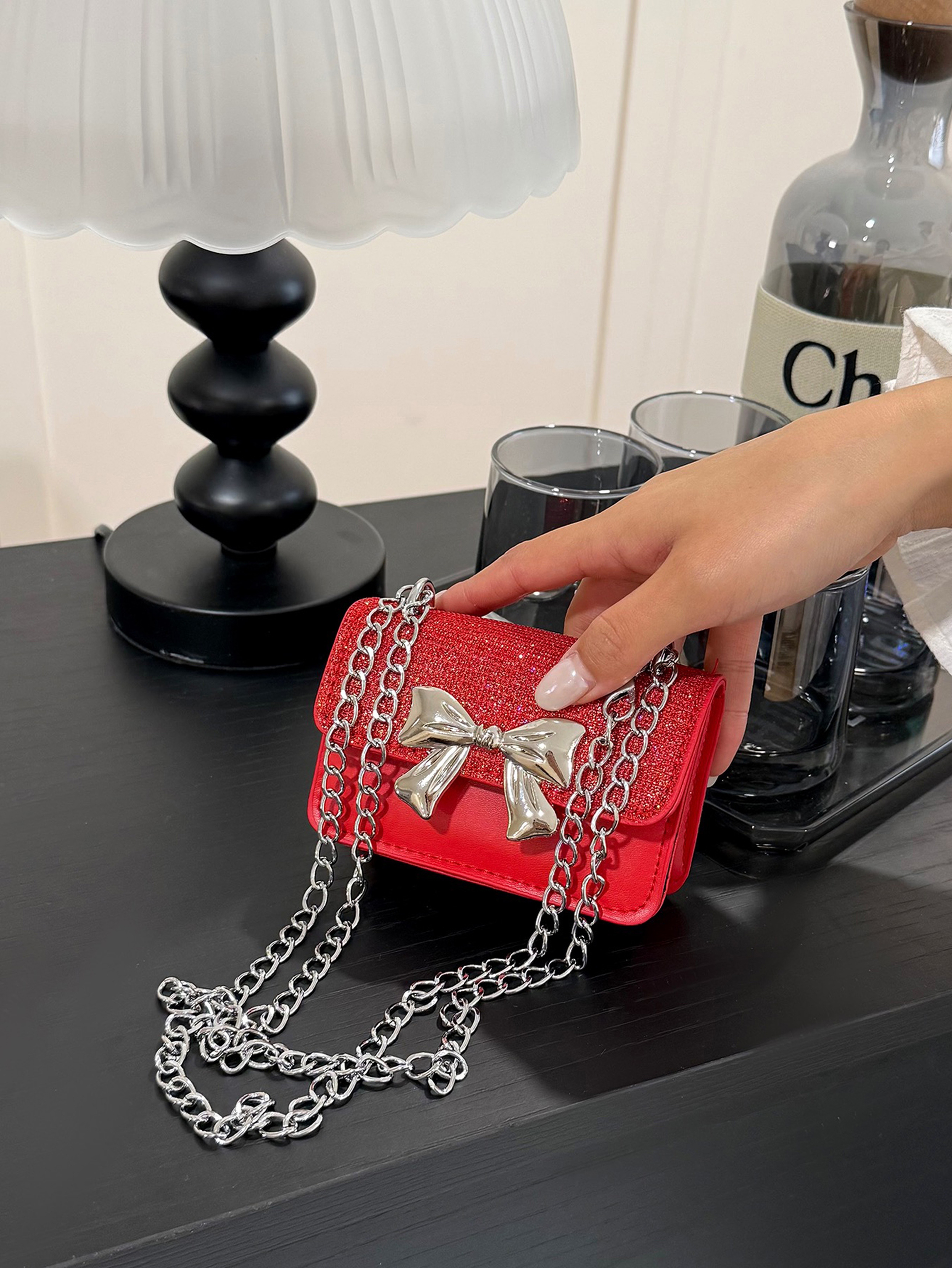 Red Crossbody Bag with Magnetic Closure