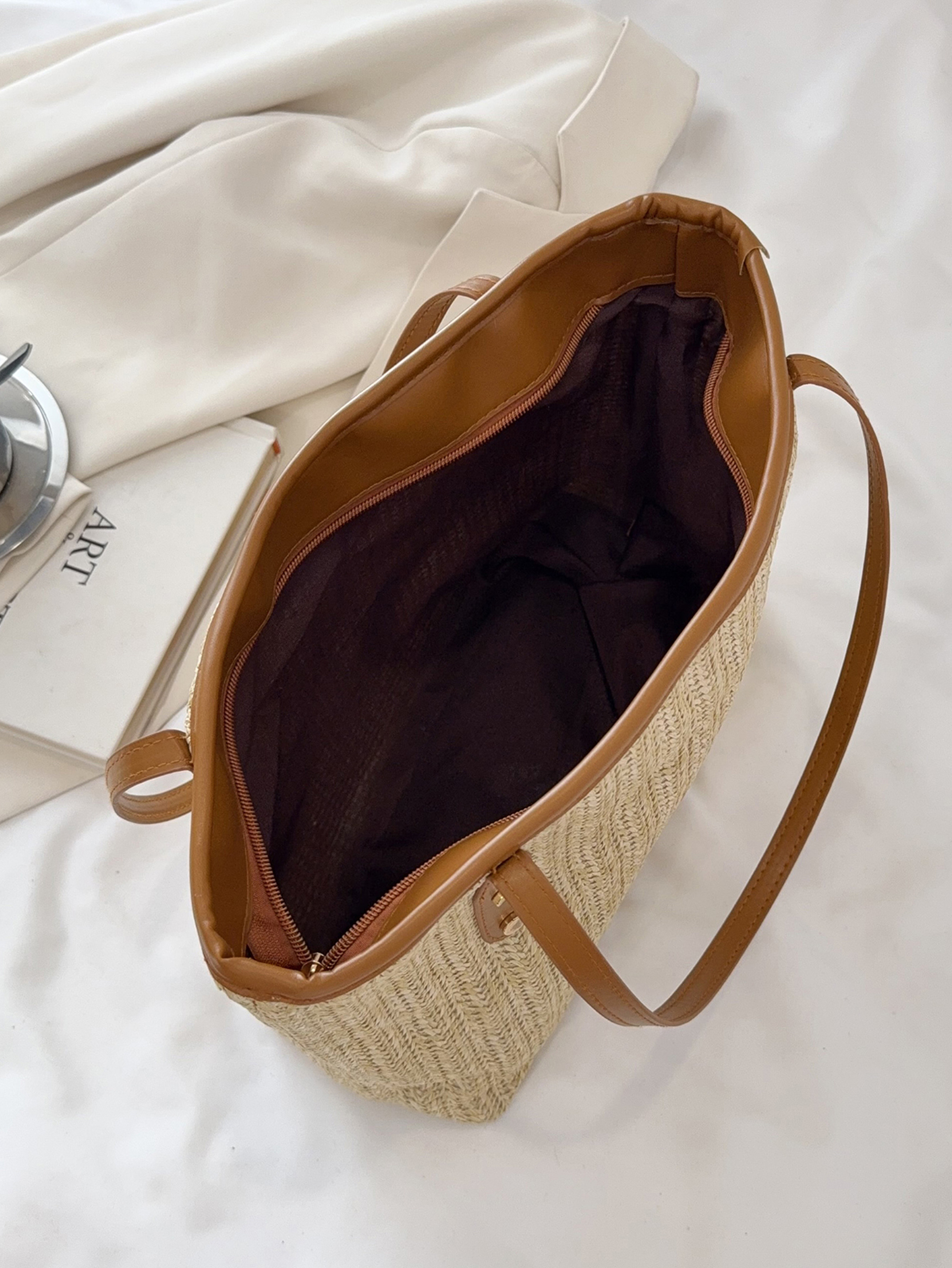 Beige Tote with Open Closure