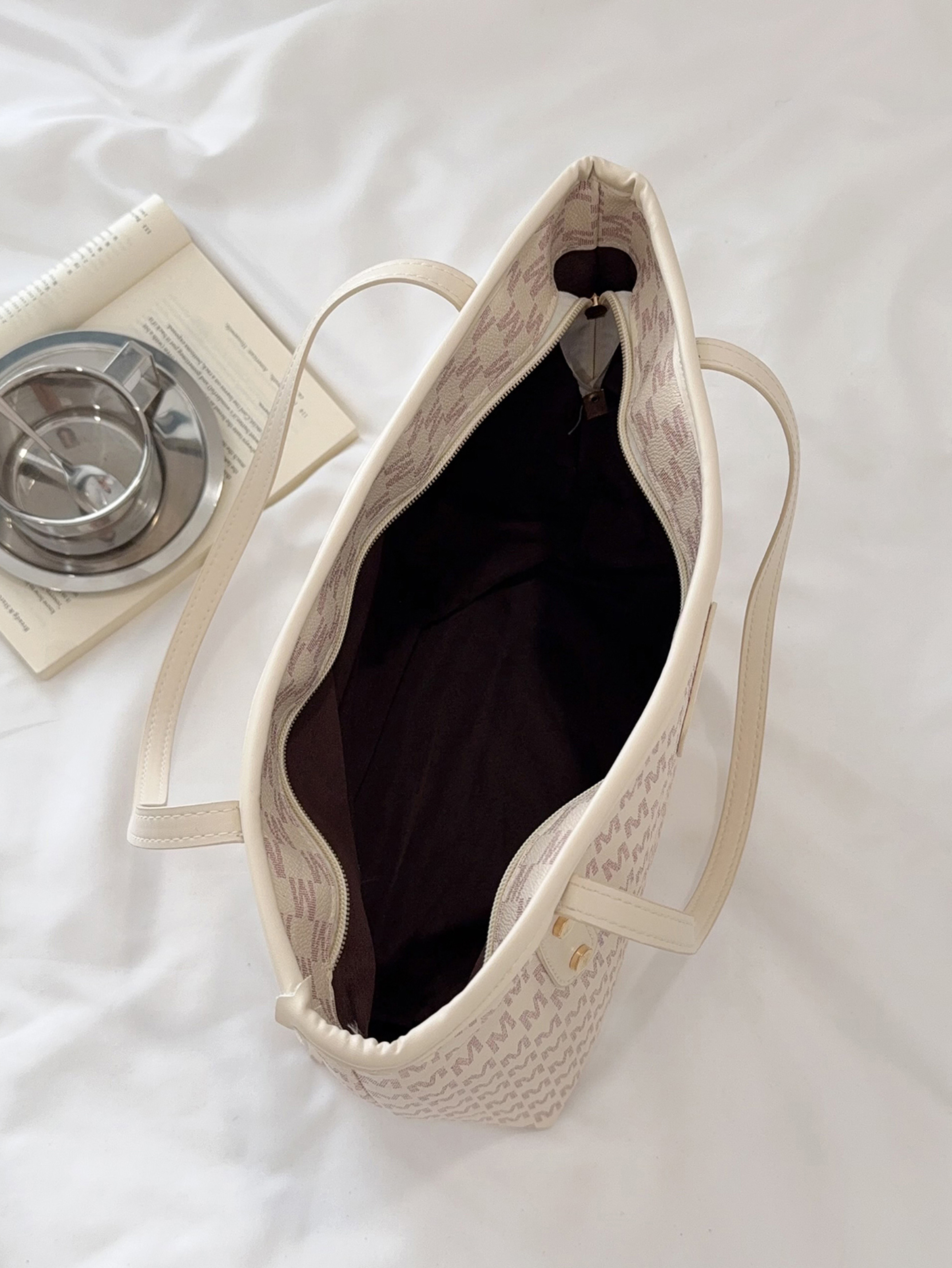 Beige Tote with Open Closure