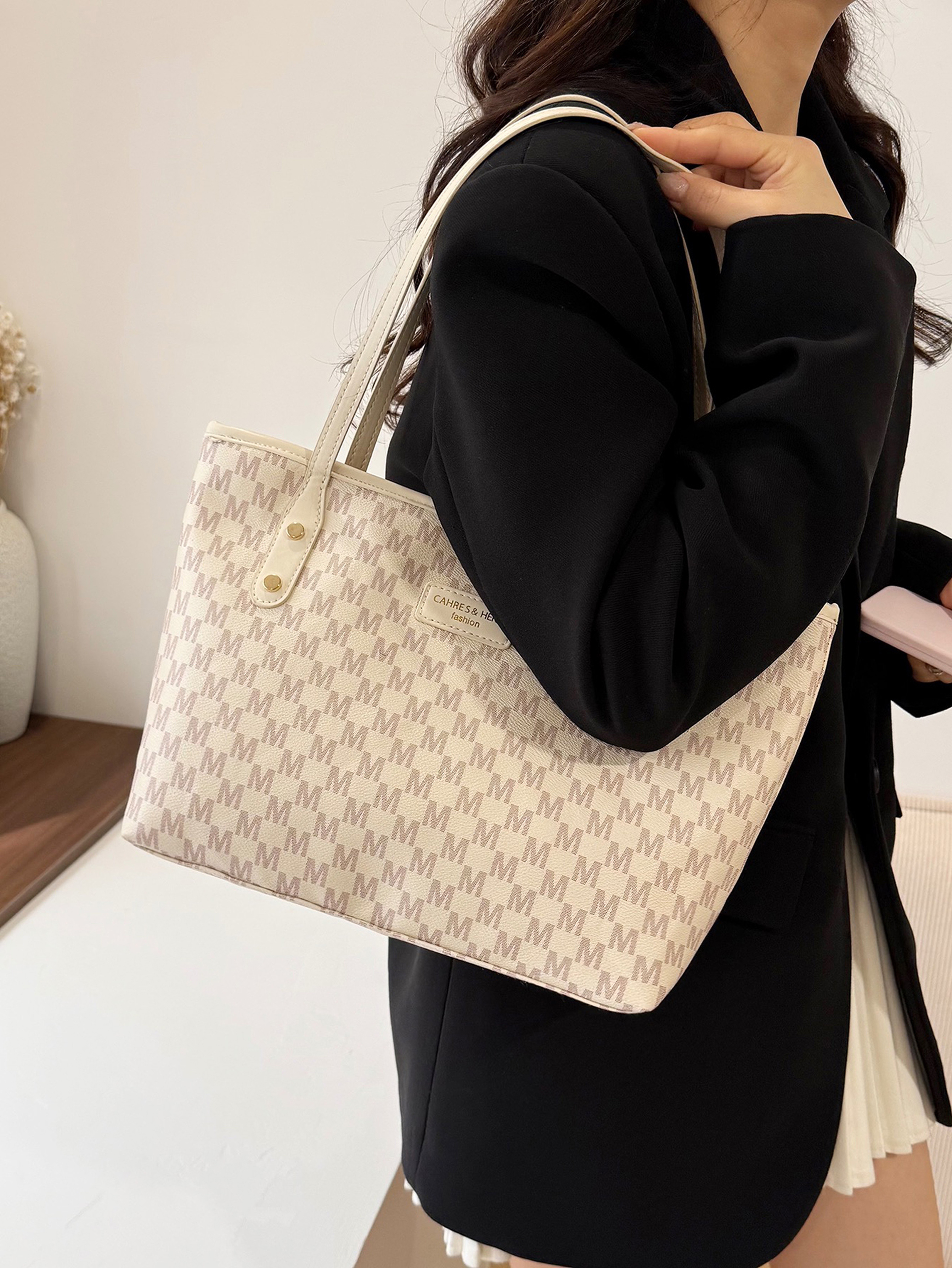 Beige Tote with Open Closure