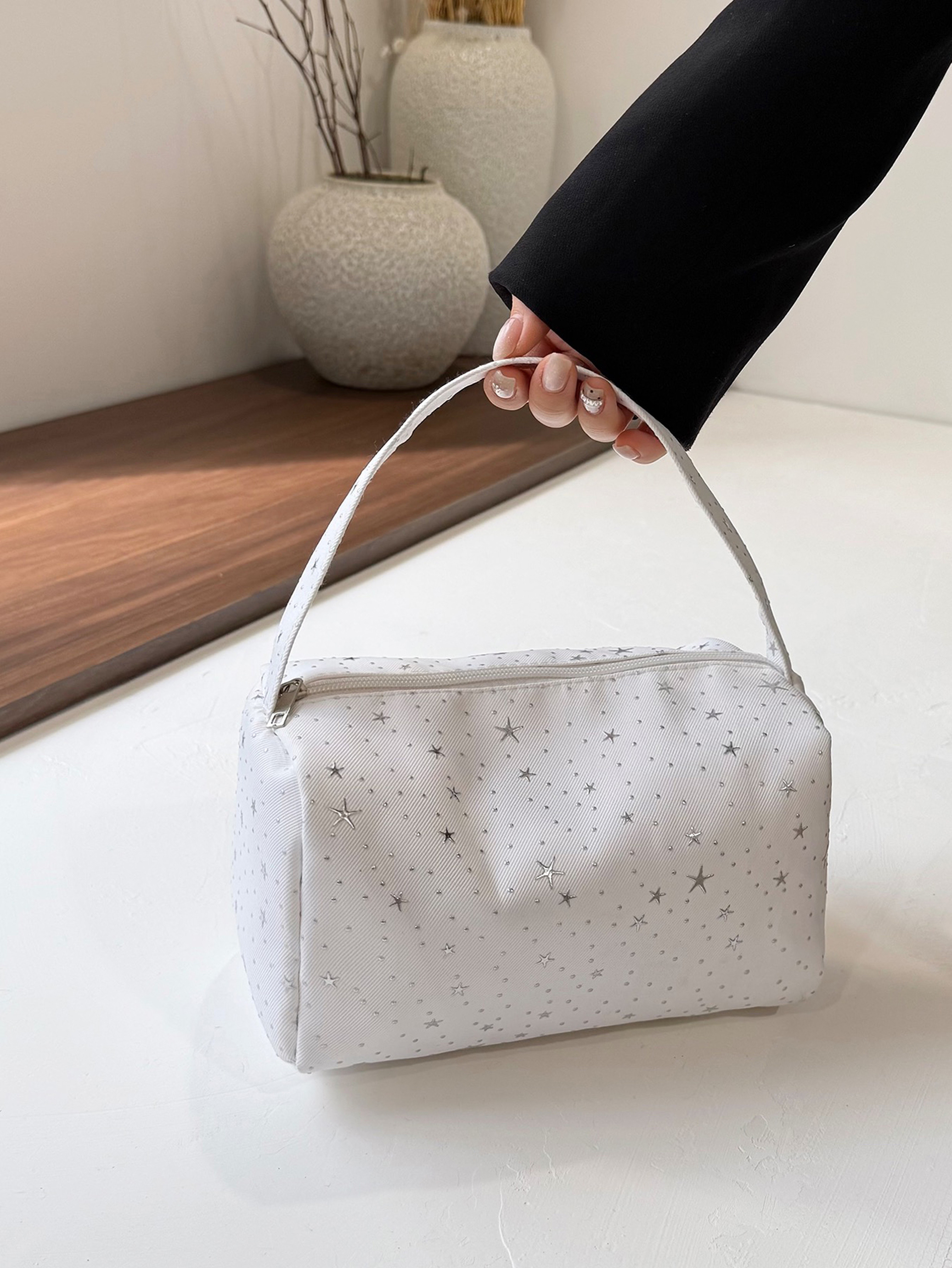 White Star Print Mini Handbag