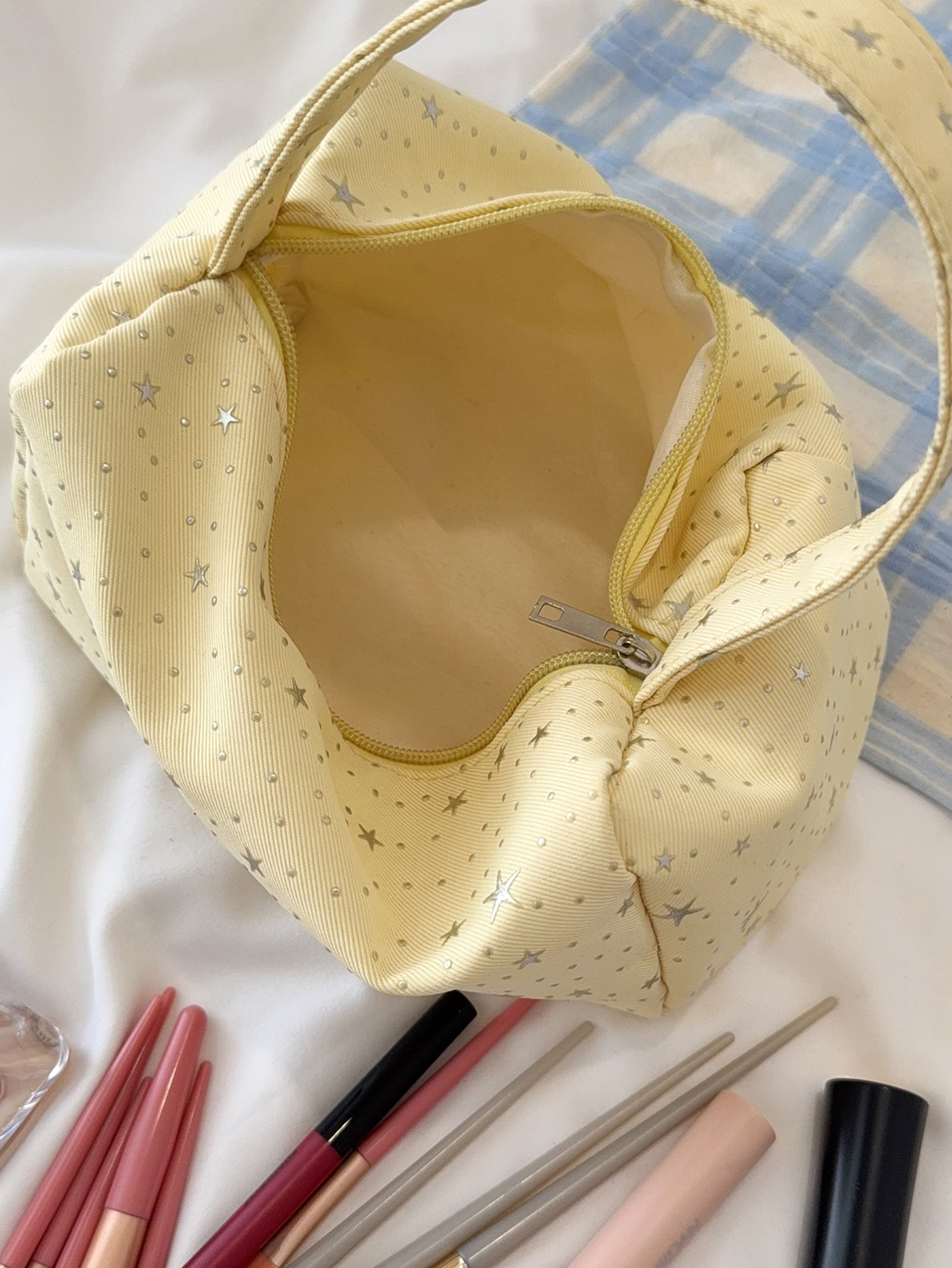 Yellow Handbag with Zip Closure