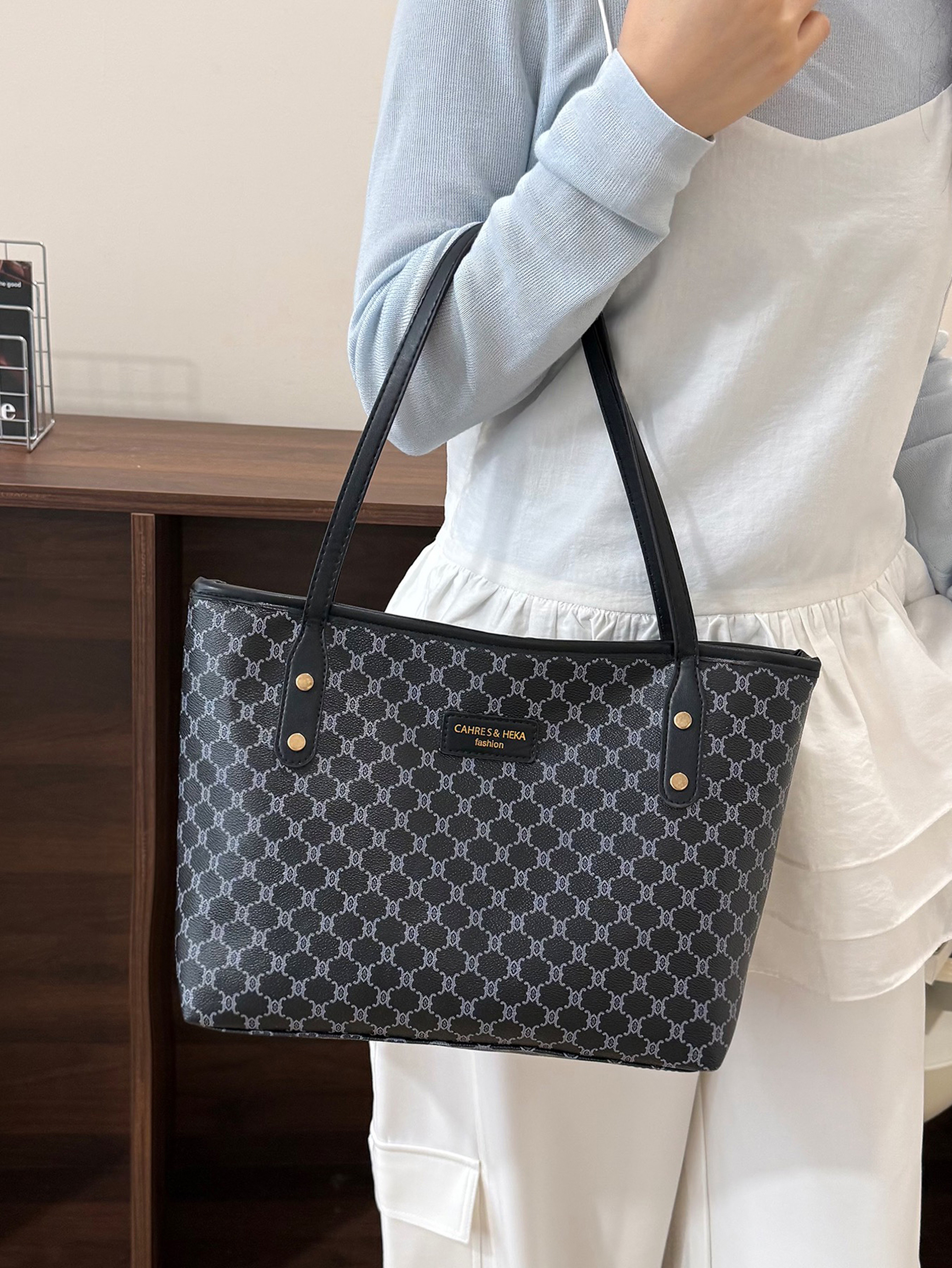 Black Tote with Open Closure