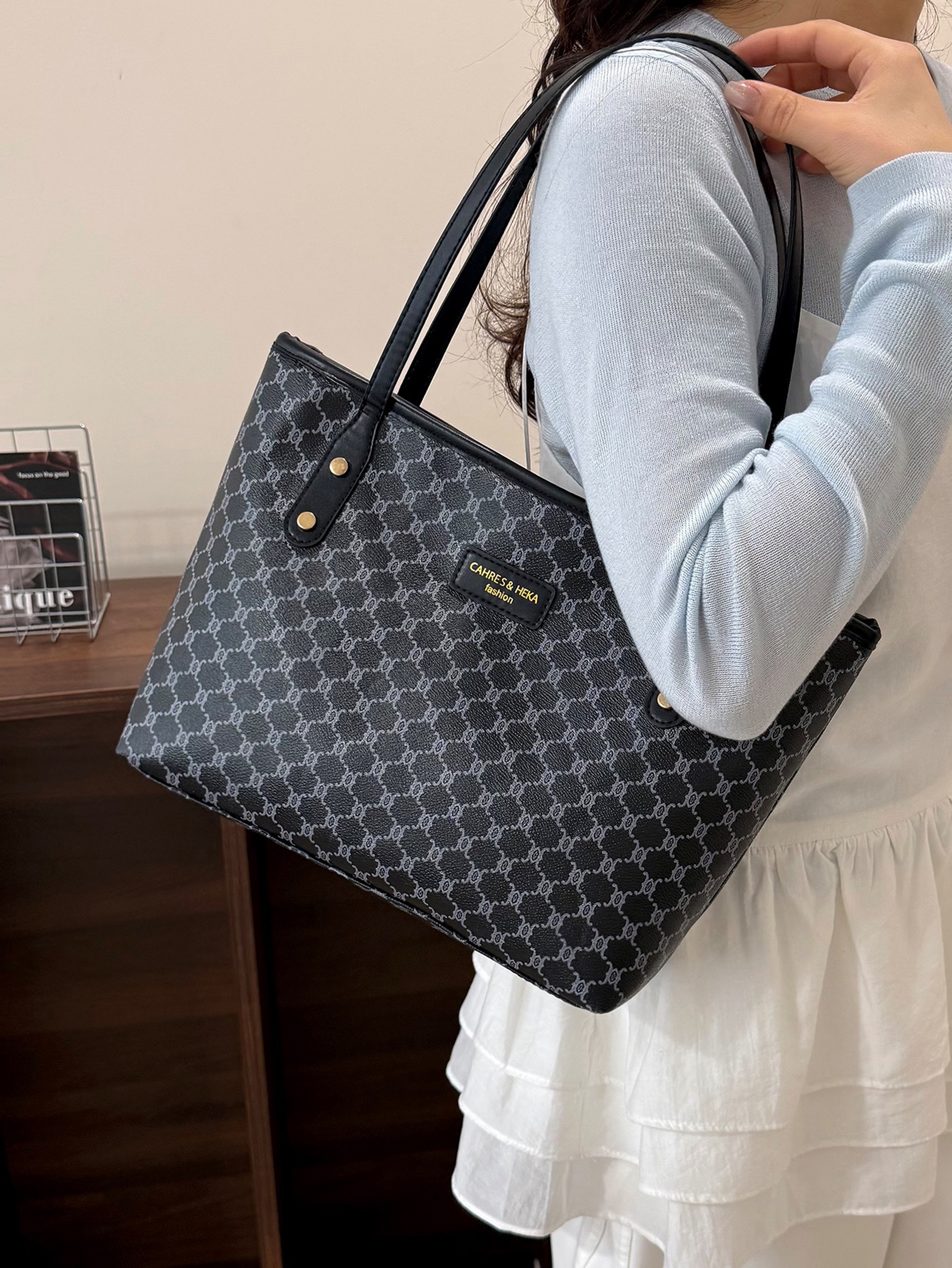 Black Tote with Open Closure