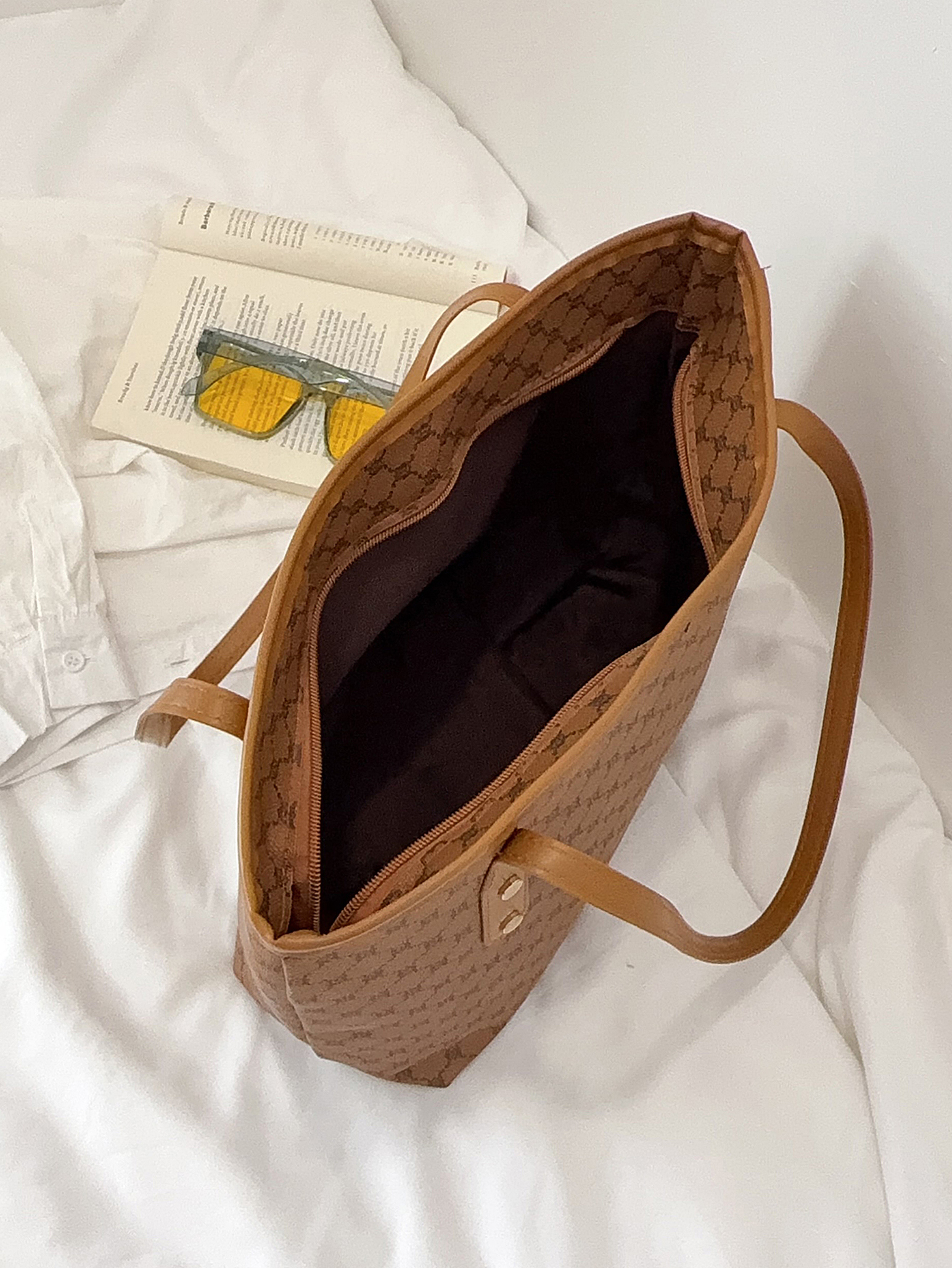 Brown Tote with Open Closure