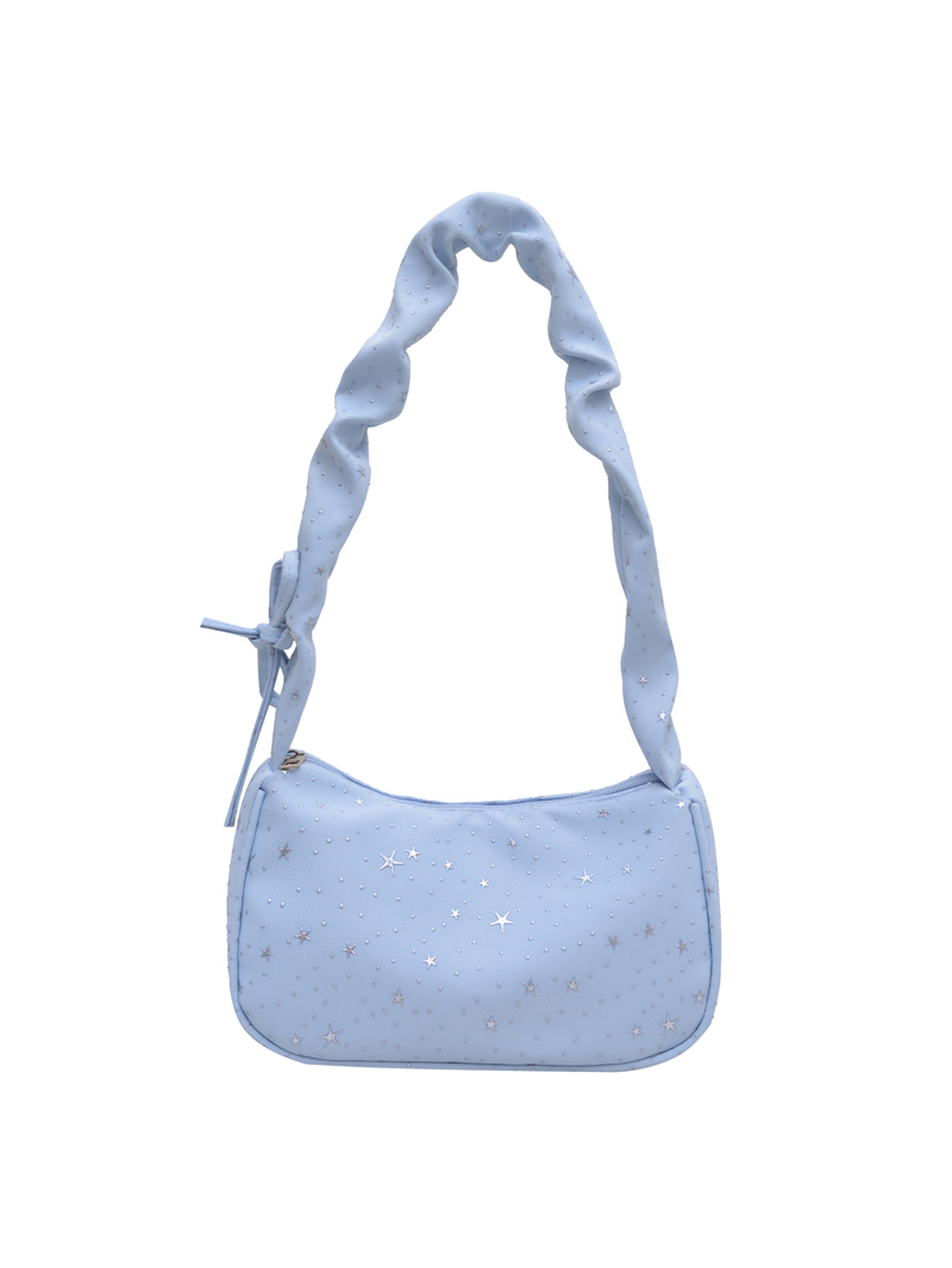 Light Blue Shoulder Bag with Zip Closure