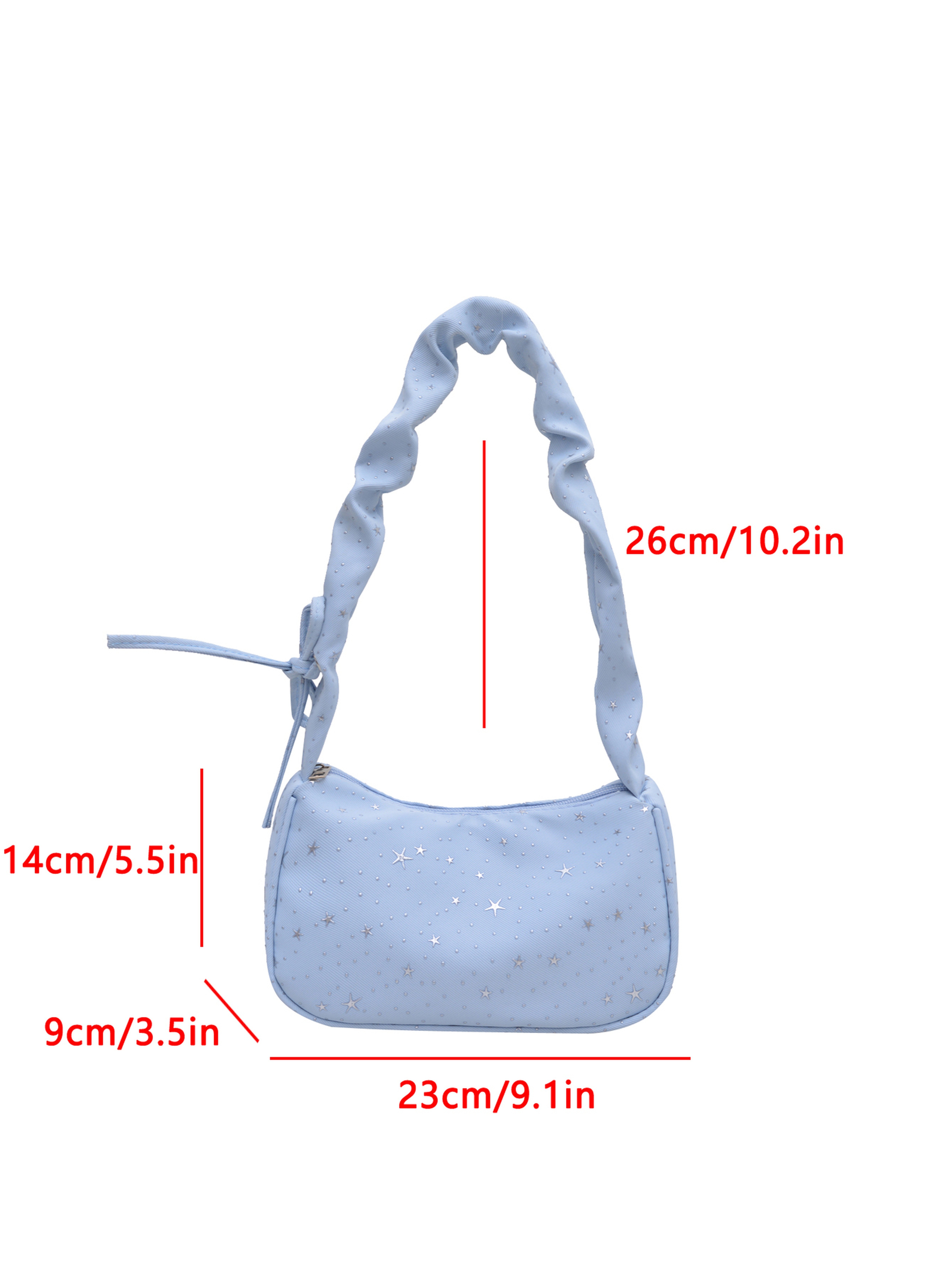 Light Blue Shoulder Bag with Zip Closure