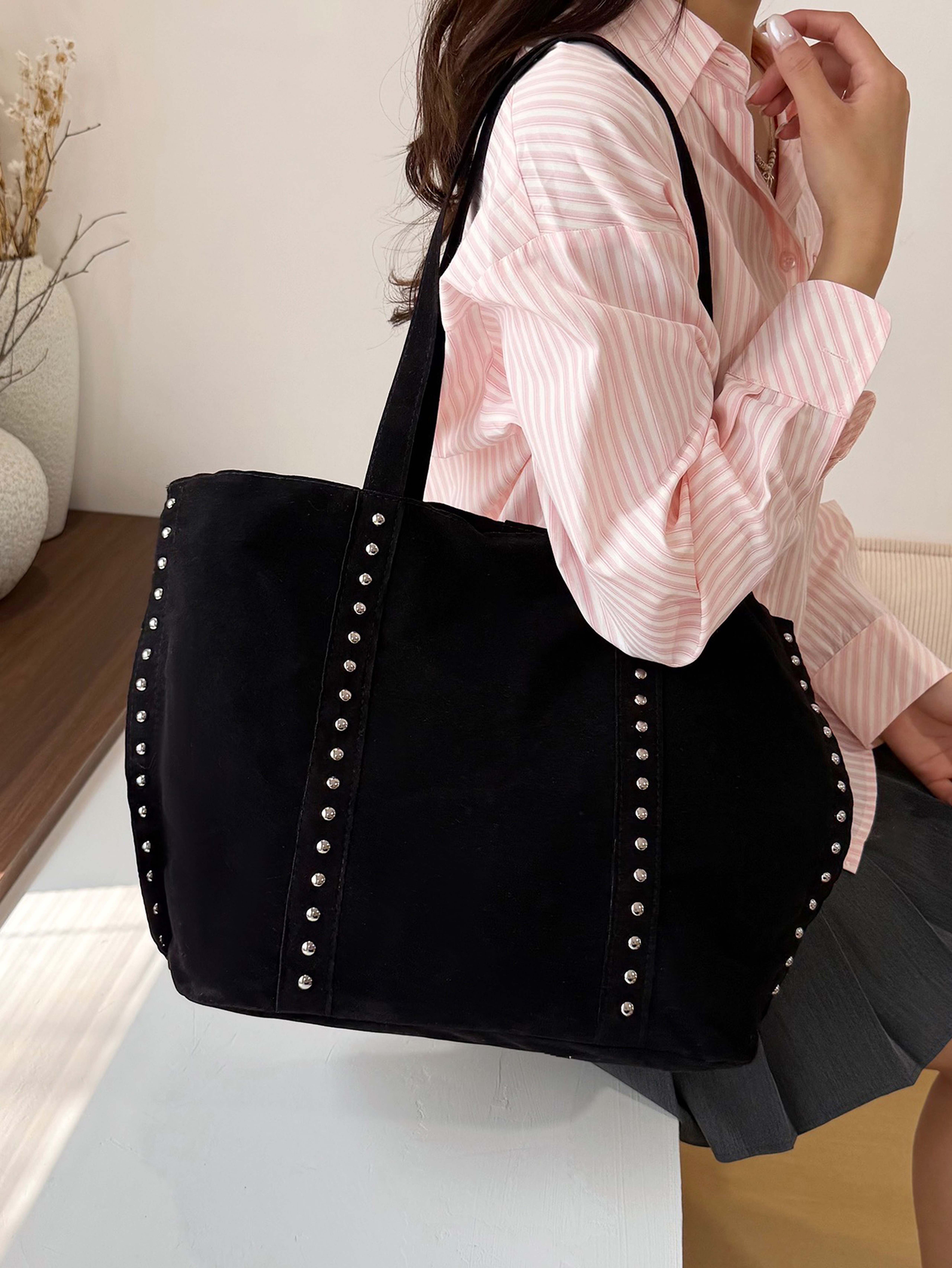 Black Tote with Open Closure