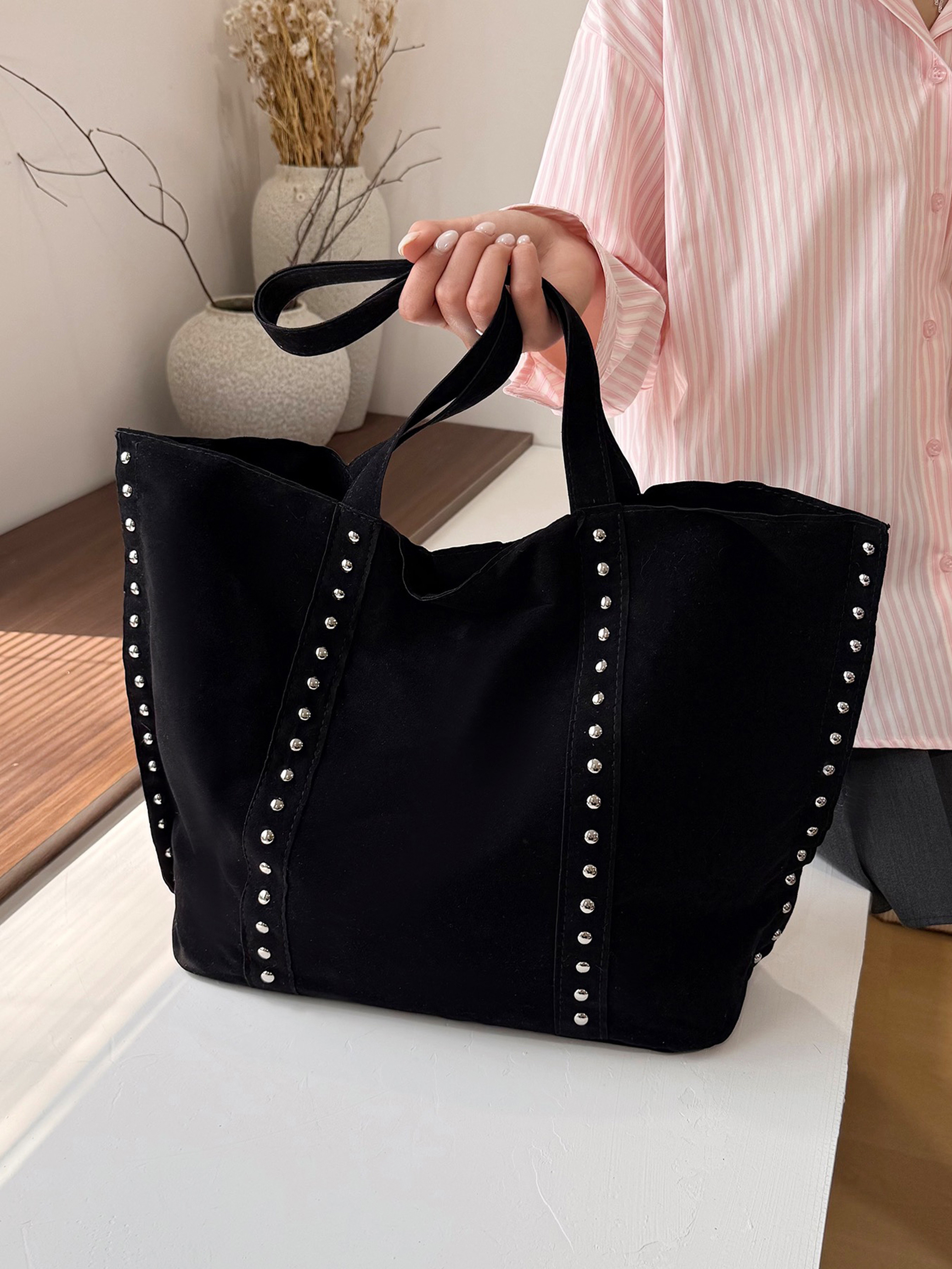 Black Tote with Open Closure
