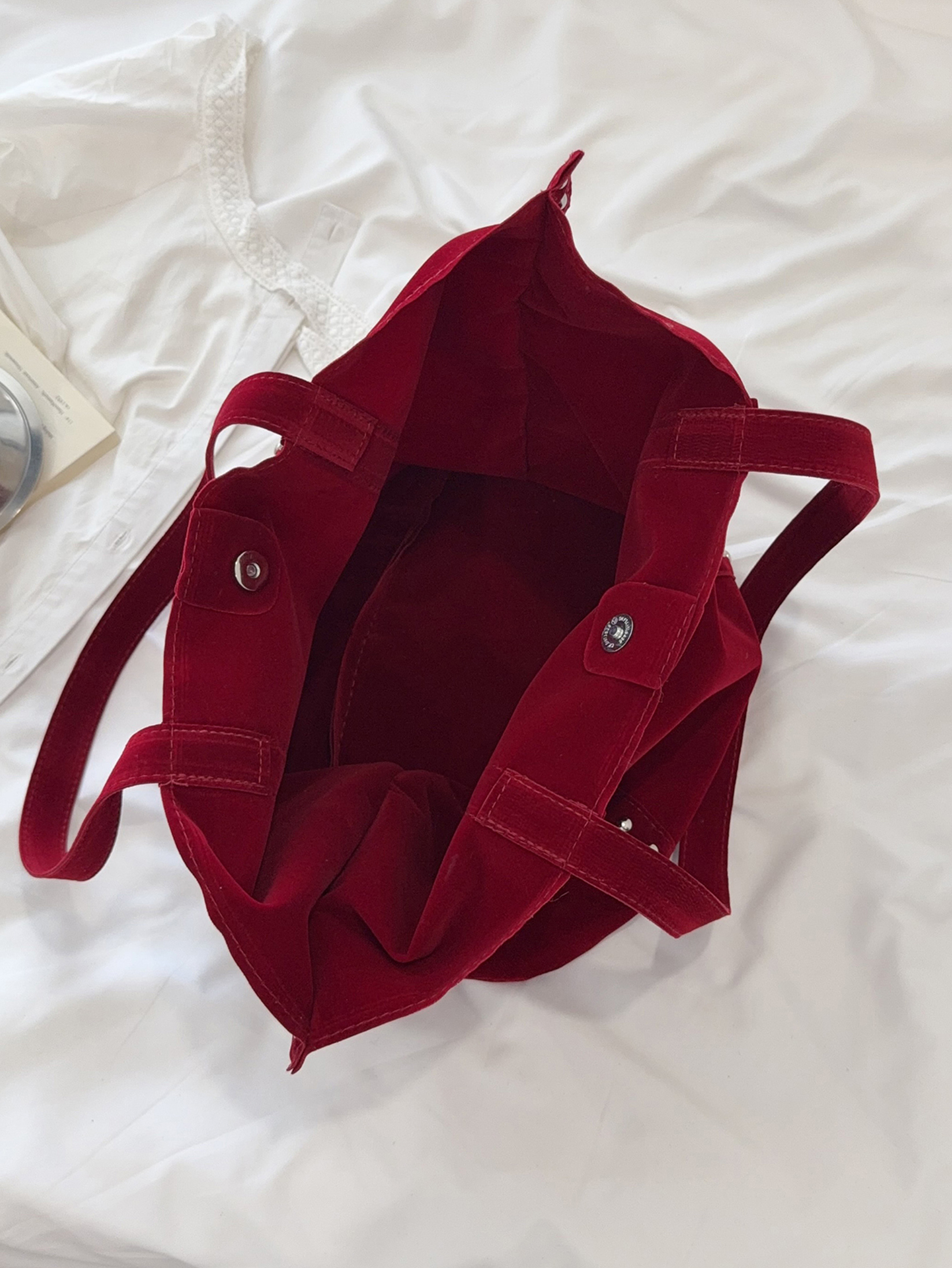 Red Tote with Open Closure