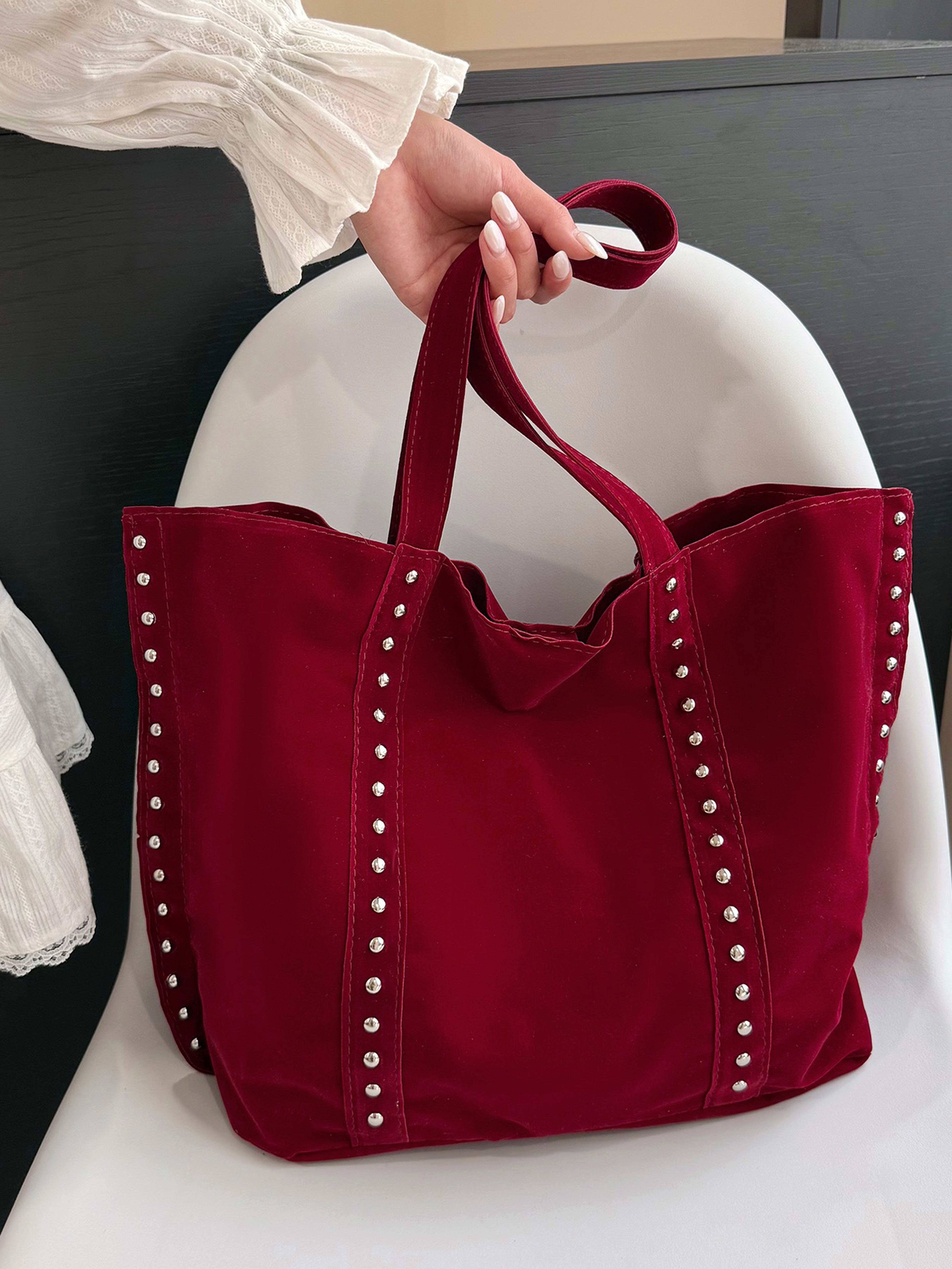 Red Tote with Open Closure